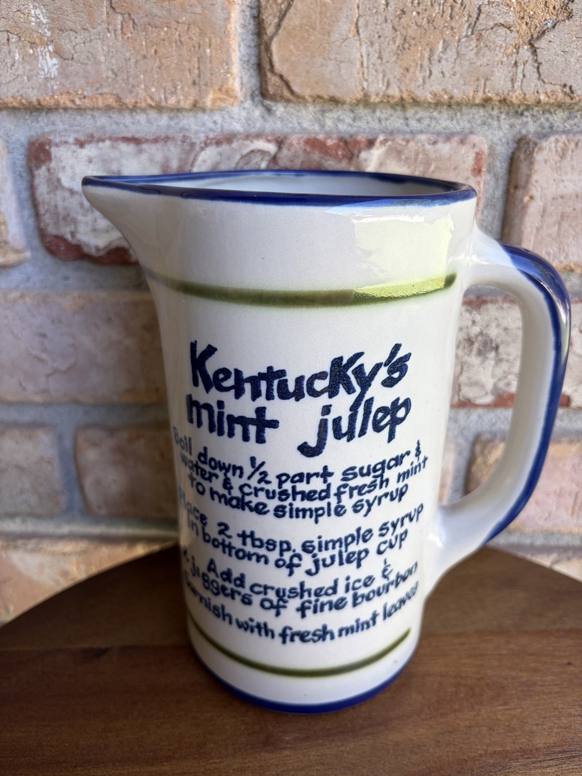 Louisville KY Pottery Stoneware Mint Julep Pitcher USA 36oz EUC