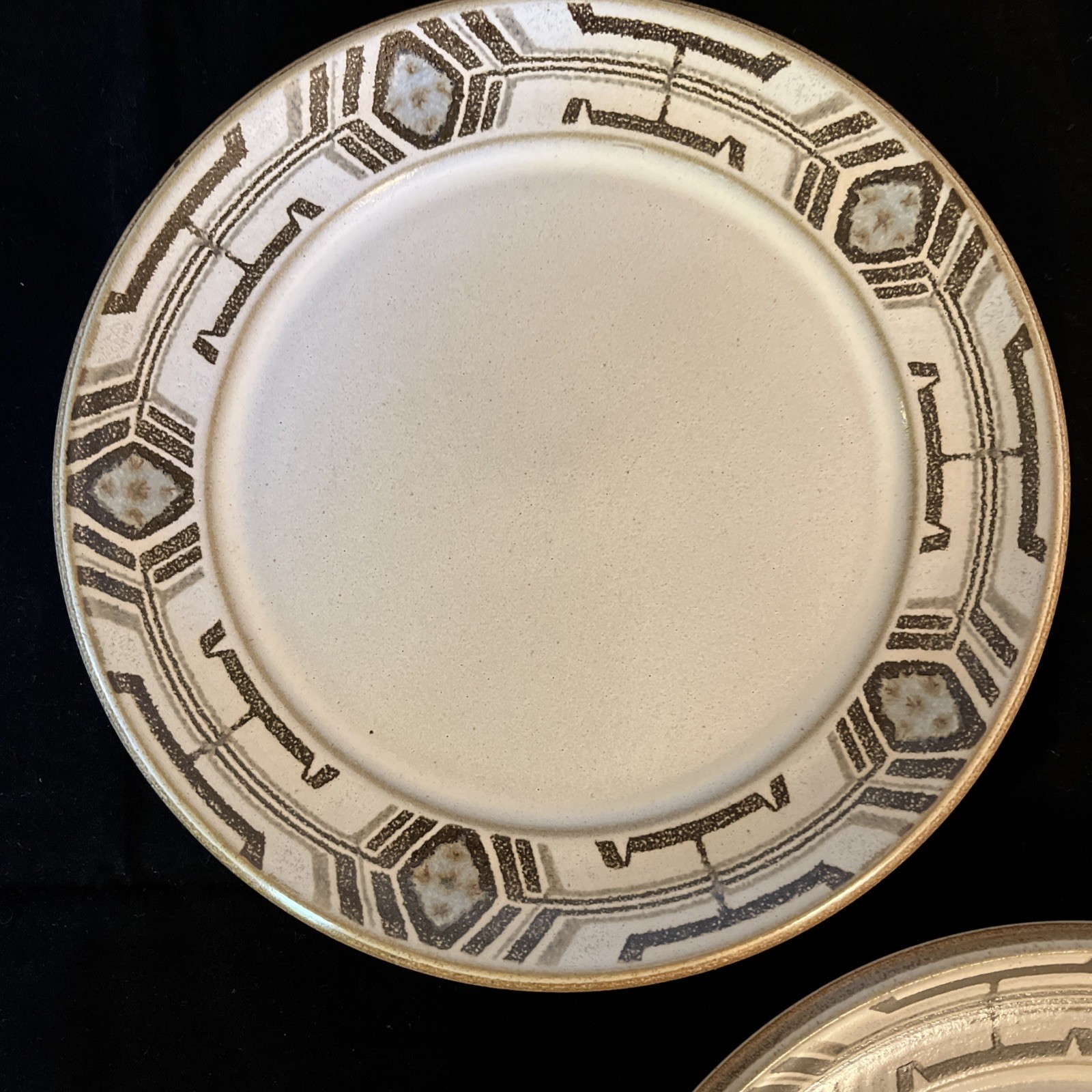 Set Of 3 Denby Plates 6.5in Stoneware Potpourri Aztec For Tea Side Dessert Bread