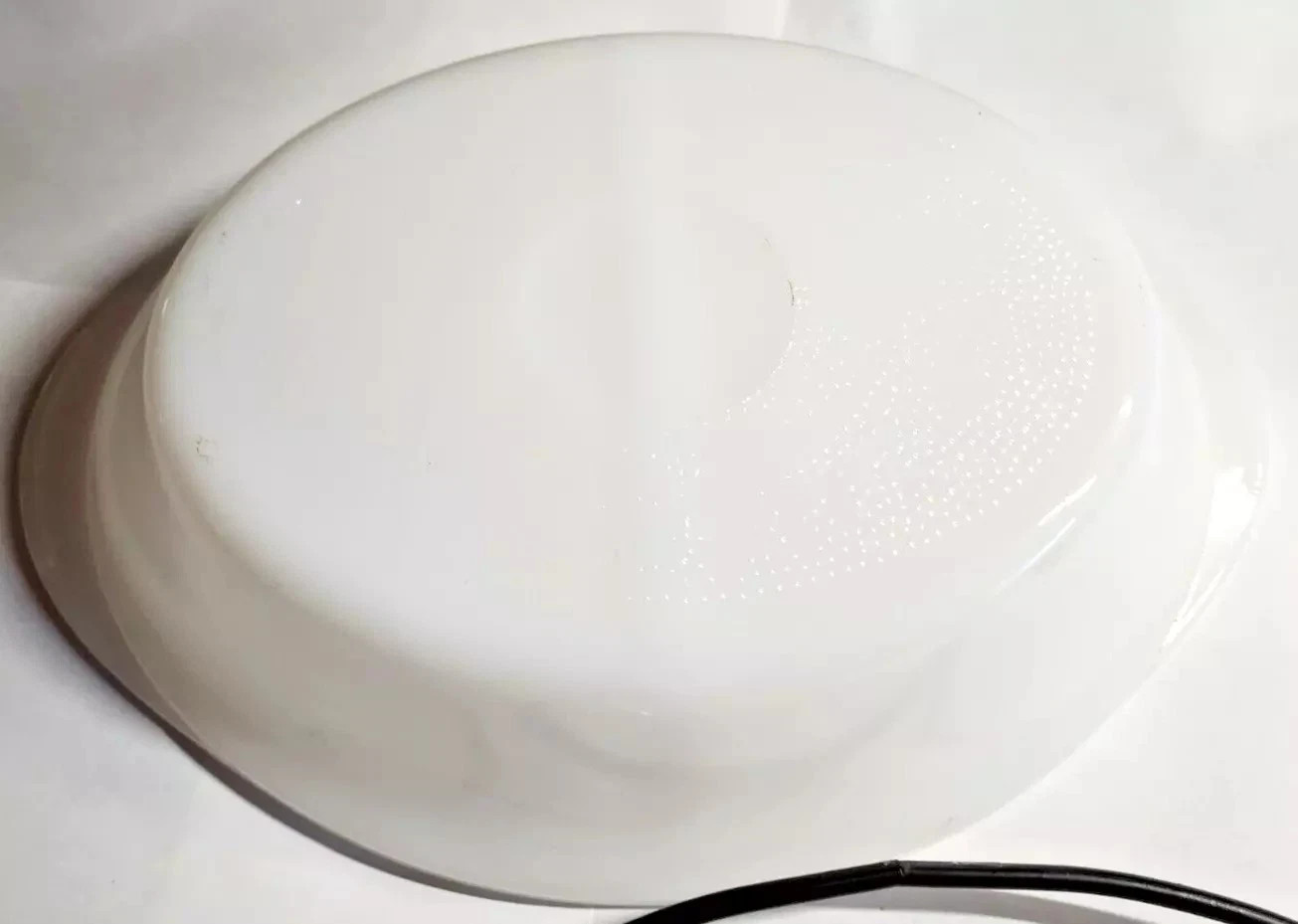 Vintage GLASBAKE J-239 WHITE Divided Oval CASSEROLE DISH & METAL SERVING STAND