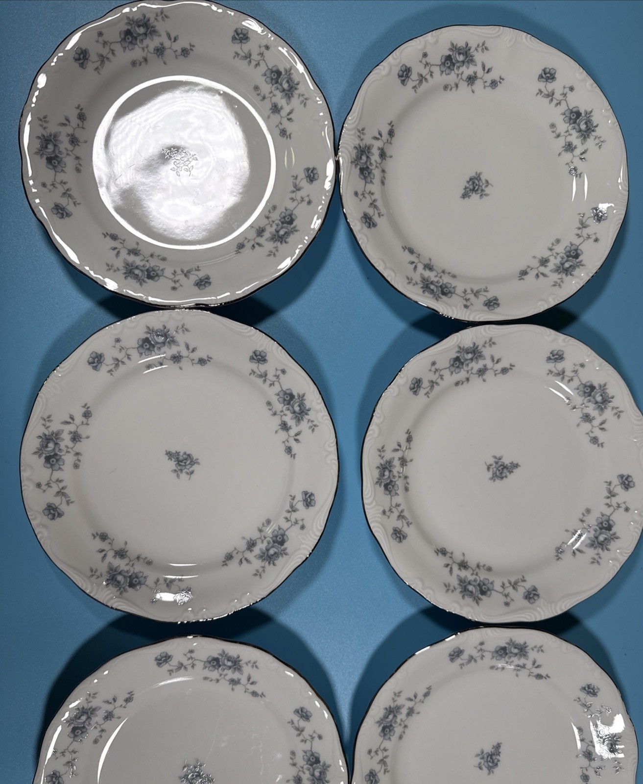 Johann Haviland Bavaria Germany Fine China Blue Garland 6 1/4” Dessert Plates 8