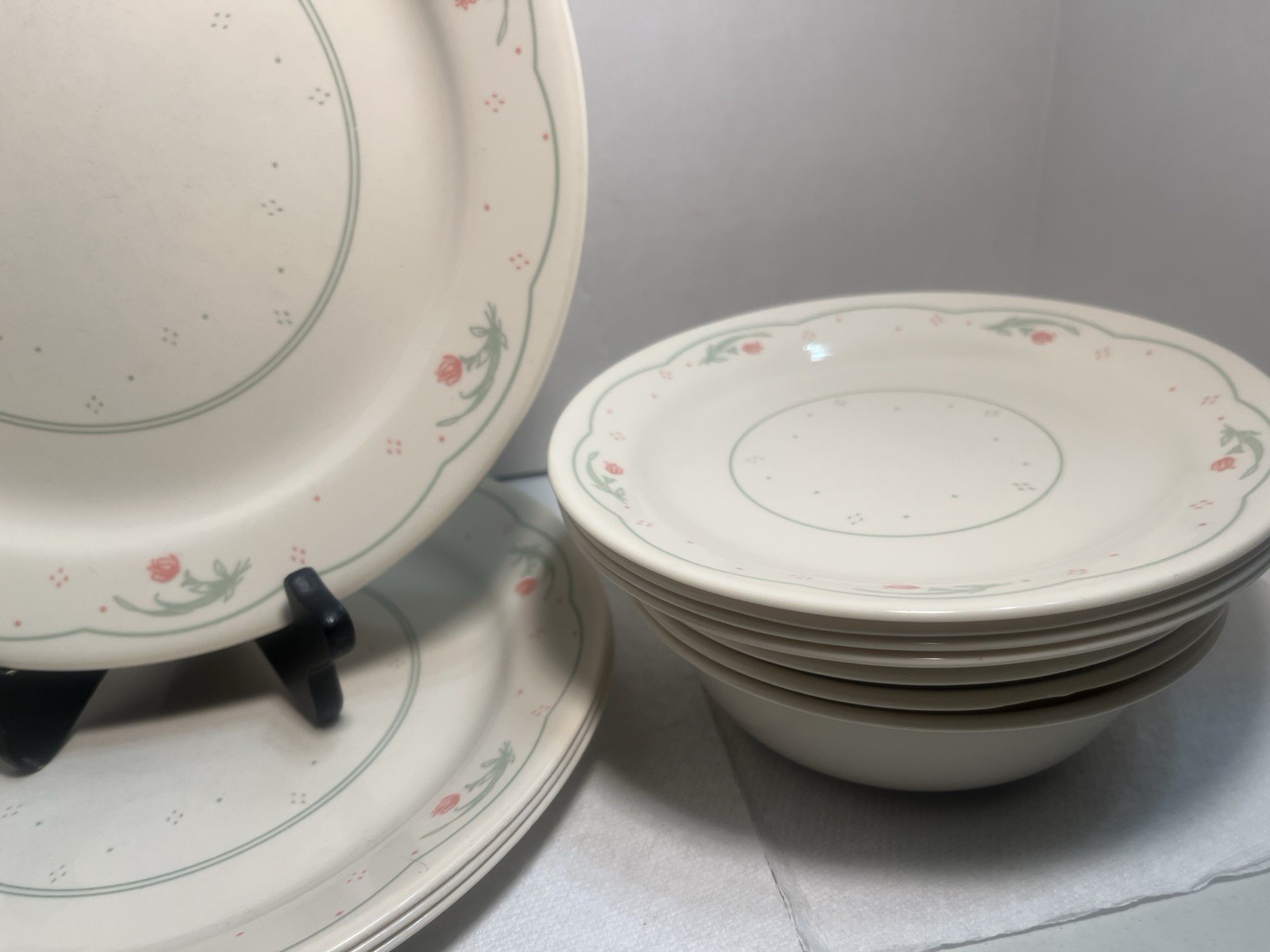Corning Corelle Calico Rose Dish Dinner 12 Piece Lot See Description 3412