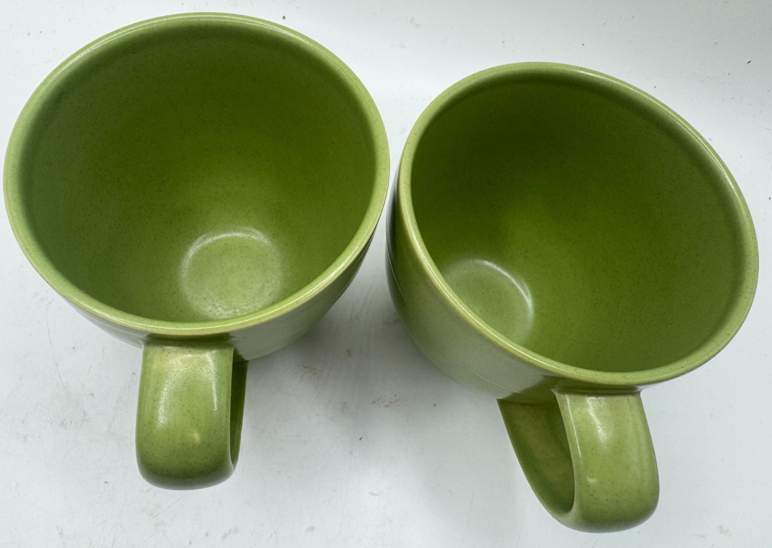 2 Scandinavian Hoganas Keramik Sweden 10 Oz Java Coffee Green Mugs 3.5” MCM