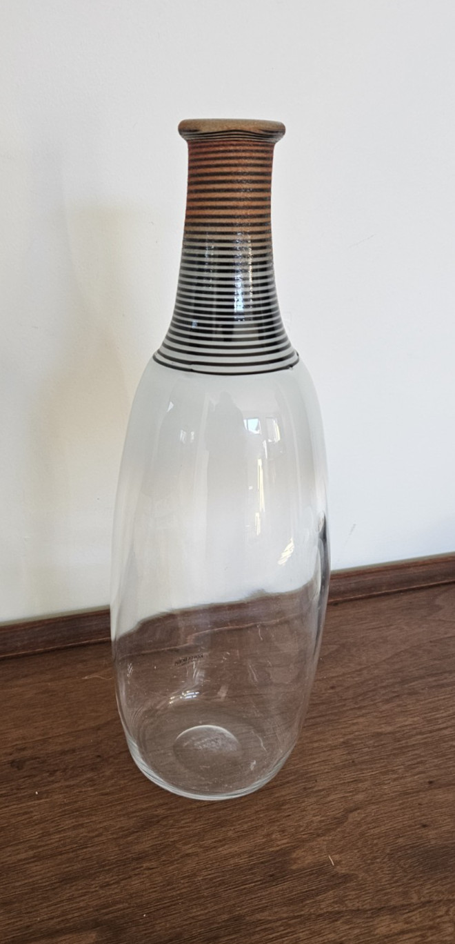 Kosta Boda Bertil Vallien “SPIRIT” Bottle Vase Signed, Pinched Sides 12″ x 4″