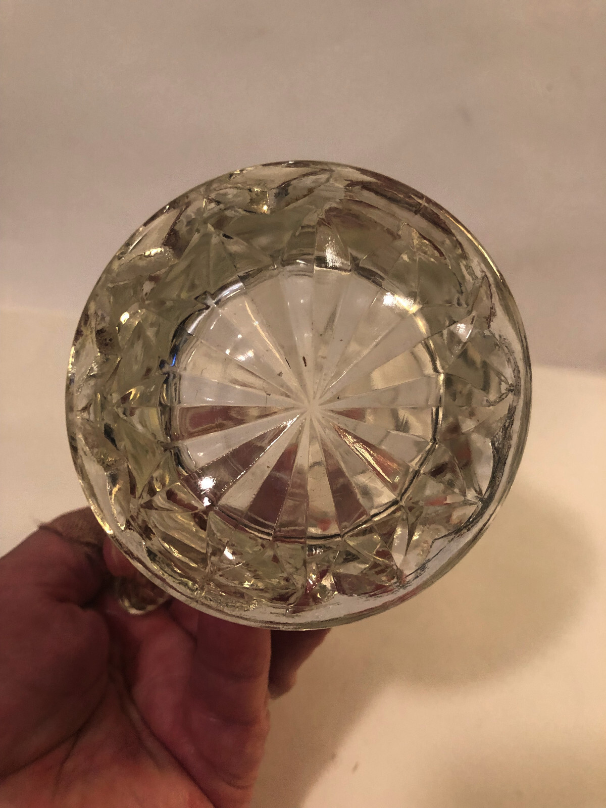 ANTIQUE GLASS CHILDREN’S TOY CREAMER AND HANDLED SUGAR BOWL- SNOWFLAKE DESIGN