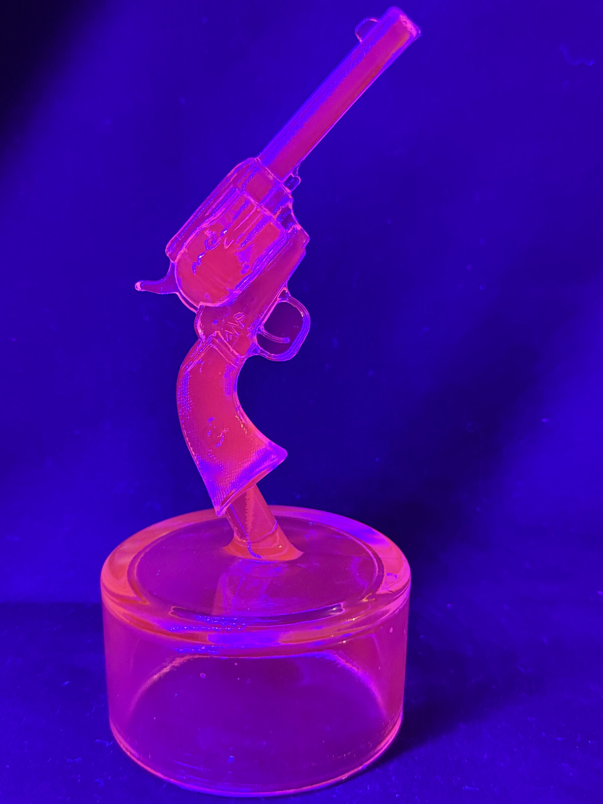 Blue Vaseline glass Colt Revolver pistol uranium single action army gun western