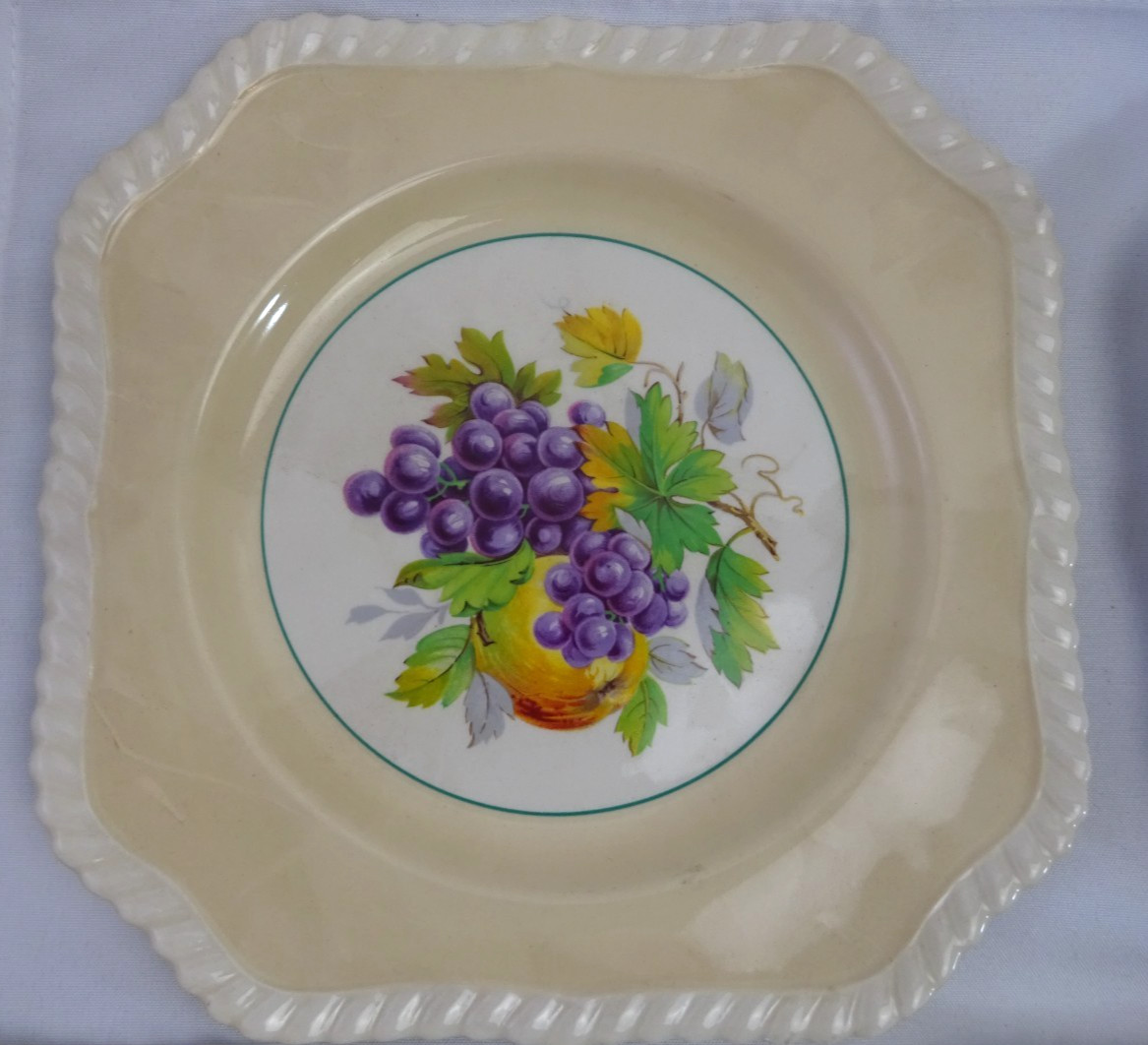 5 VINTAGE JOHNSON BROS SQUARE LUNCHEON PLATES 7.25″ CALIFORNIA COLORS PASTEL DM