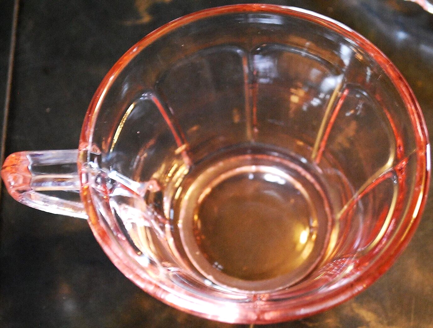 Vtg Set 5 ‘VICTORY’ PINK DEPRESSION GLASS Cups/Matching Saucers c1930 By Diamond