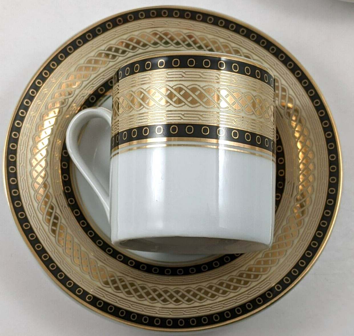 Nour Black Gold Porcelain Demitasse Cups And Saucers Twelve Piece Set