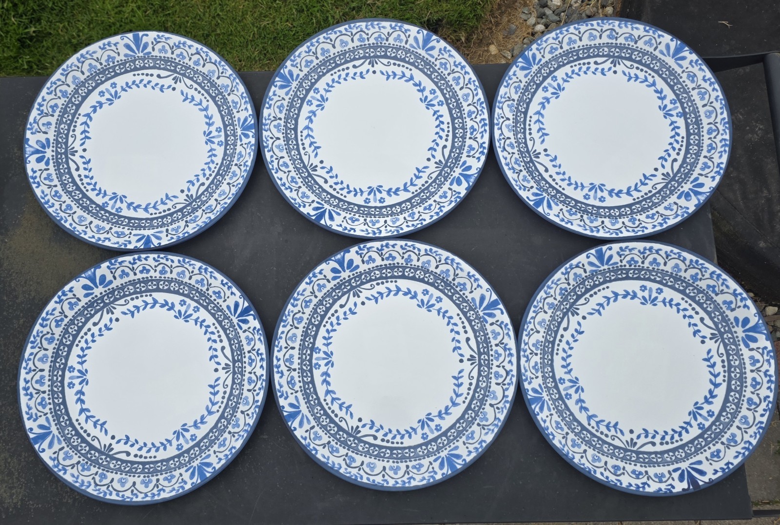 Corelle Portofino Dinner Plate 10.25in Set Lot Of 6 Blue White New