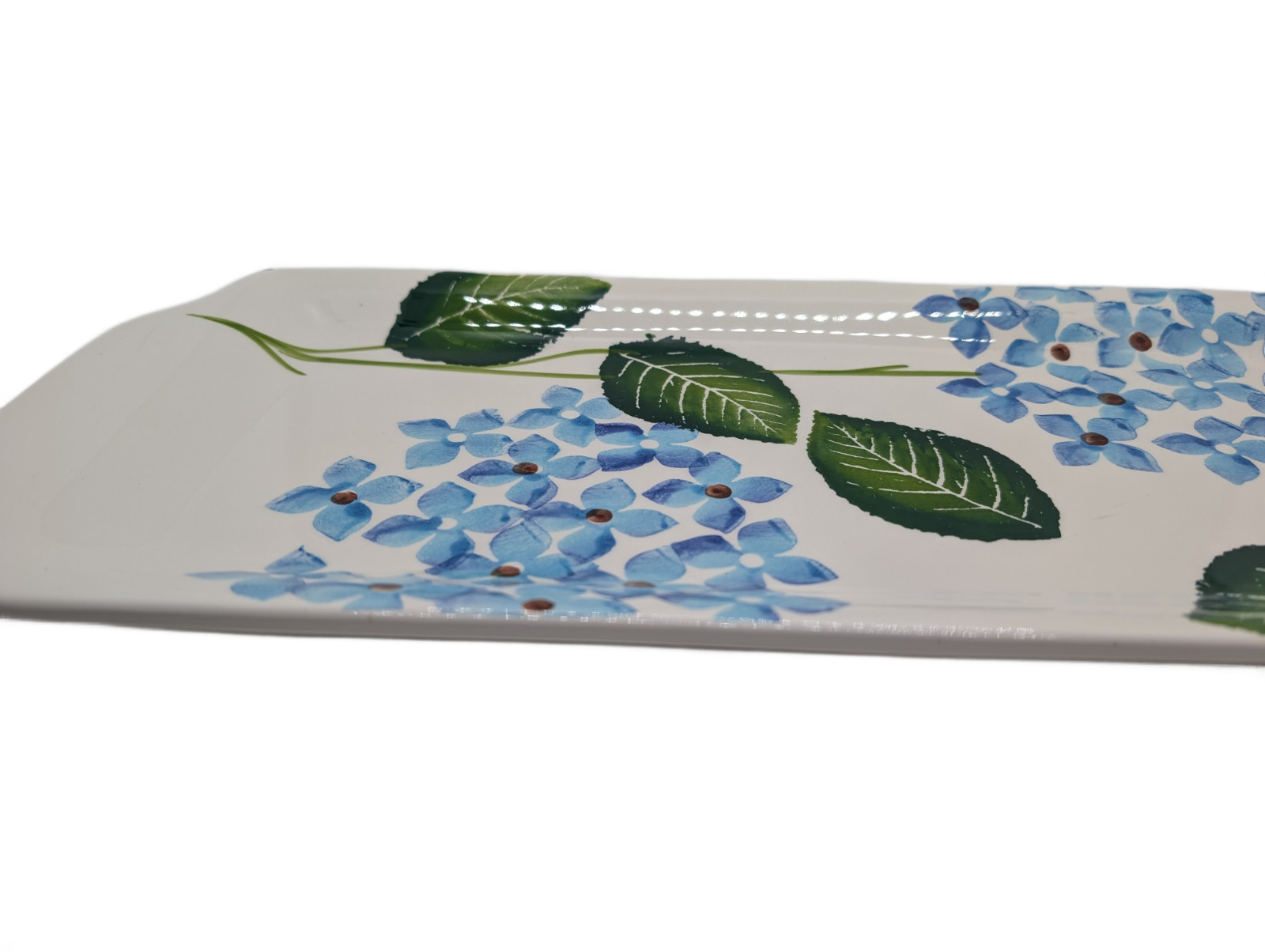 Hydrangea Mist Hand Painted Tray Portugal 16” Floral Serving Platter