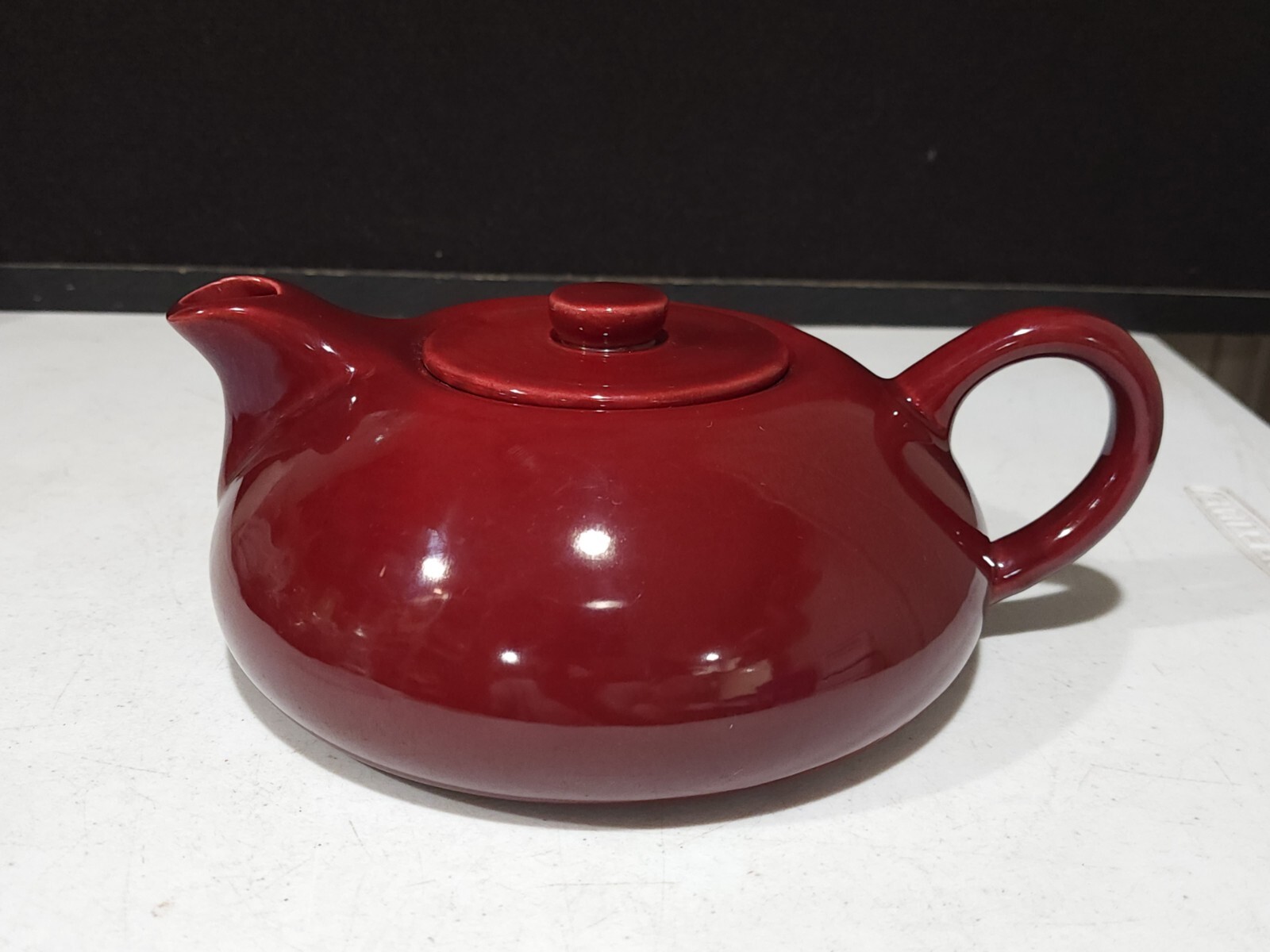 RARE HOLLYDALE CALIFORNIA MALIBU MODERN MAROON RED TEAPOT MCM 1948