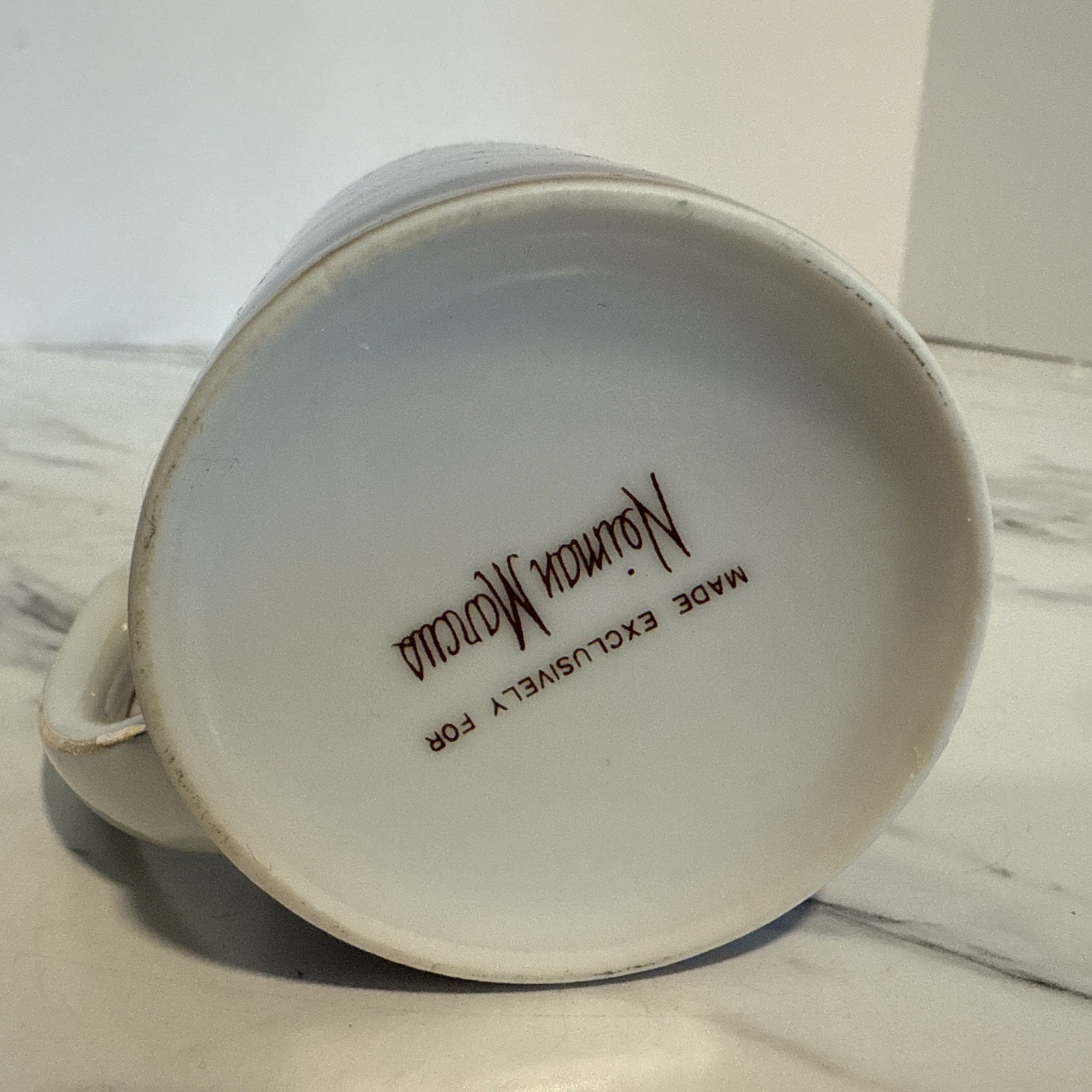 Neiman Marcus Coffee Cup Exclusive Porcelain Blue Rust Pink & Gold Trim Tea Mug