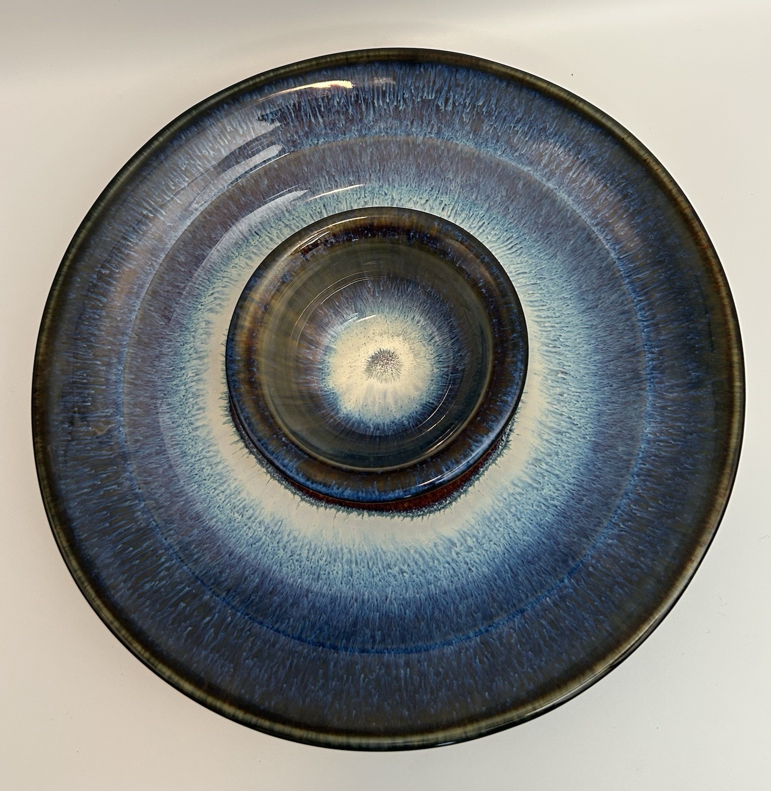Bill Campbell Studio Pottery Large Chip and Dip Set, Vintage Euc