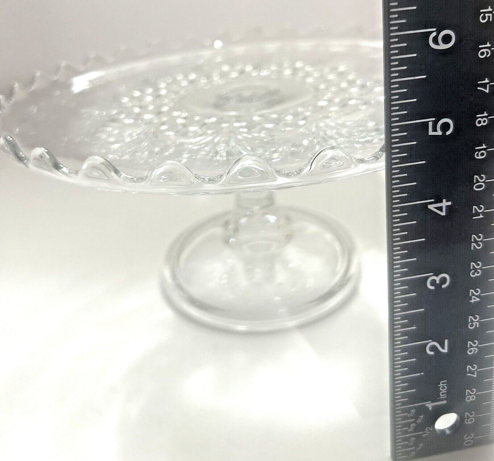 ANTIQUE EAPG Bryce Higbee Charm Glass Cake Stand Rosettes & Palms Gorgeous