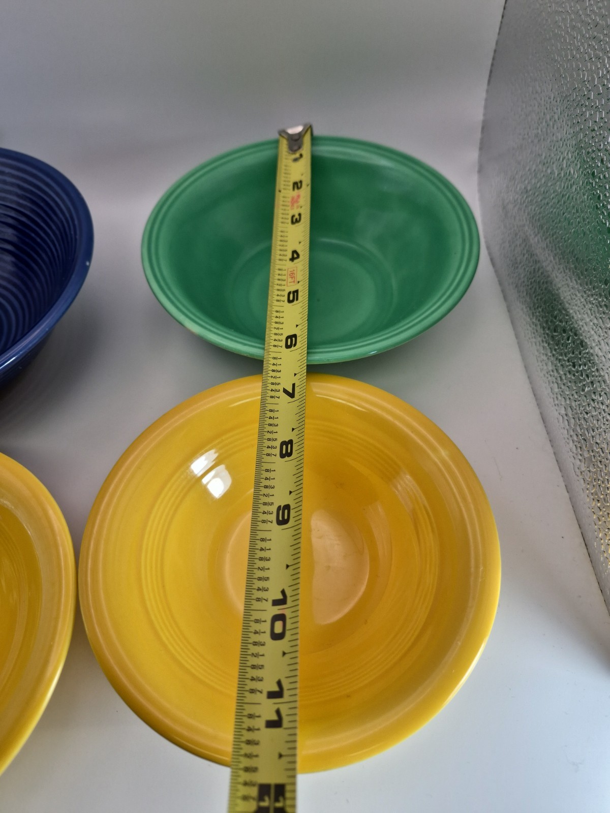4 Vintage Ceramic Primary Stoneware Bowls Unmarked ~Cobalt Blue ~Green ~Yellow
