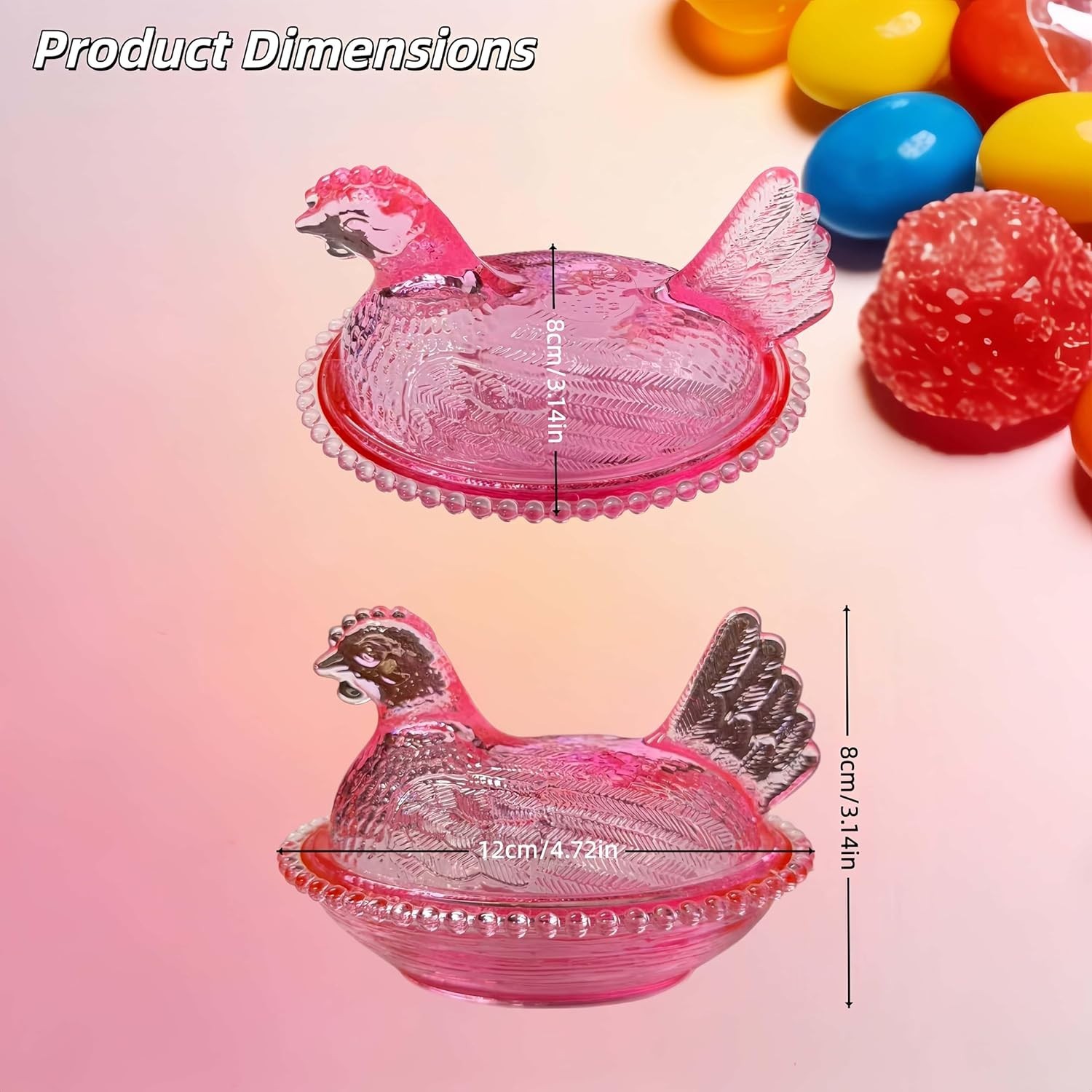 Clear Hen on Nest Candy Dish with Lid | Large Pedestal Unique Candy Bowl for Sna