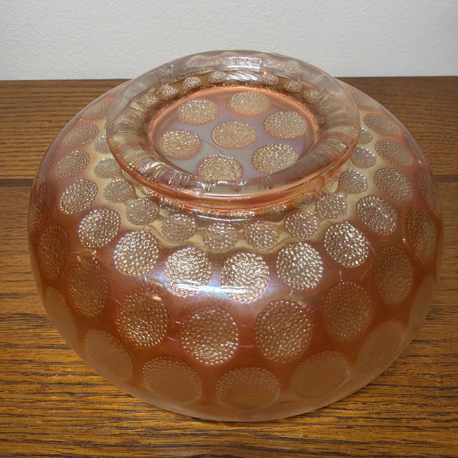 Vintage Fenton Raised Coin Dot Marigold Iridescent Carnival Art Glass Bowl 🔥