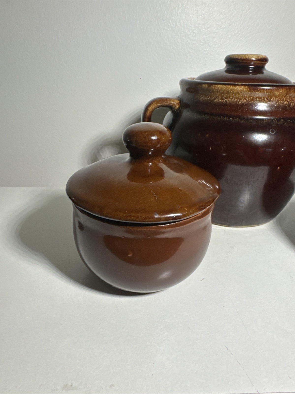 Vintage Brown Drip Glaze Pottery Set Of 5 USA Oven Proof