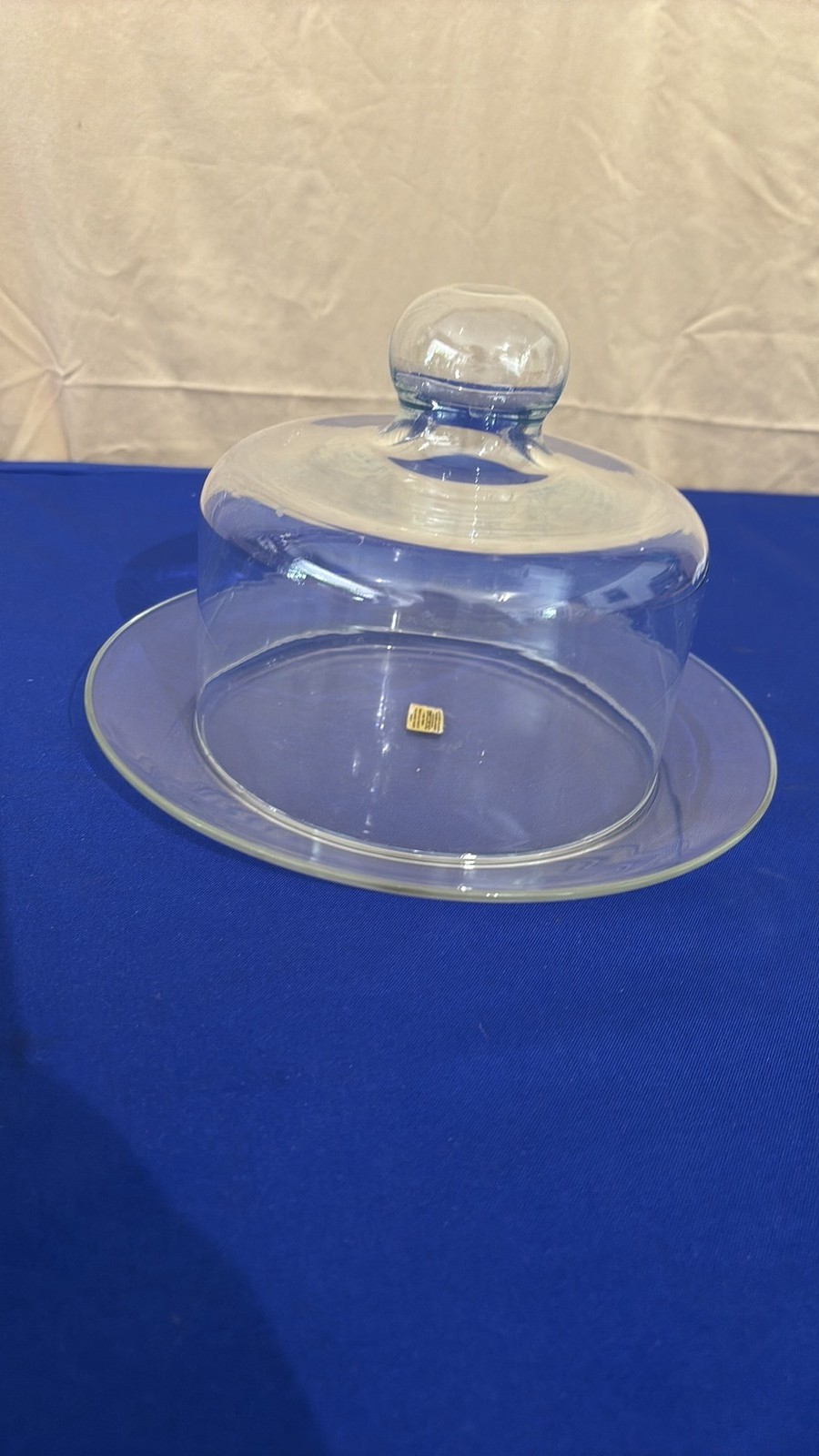 Vintage Arcoroc France Clear Glass Cheese Dome and Round Platter Set