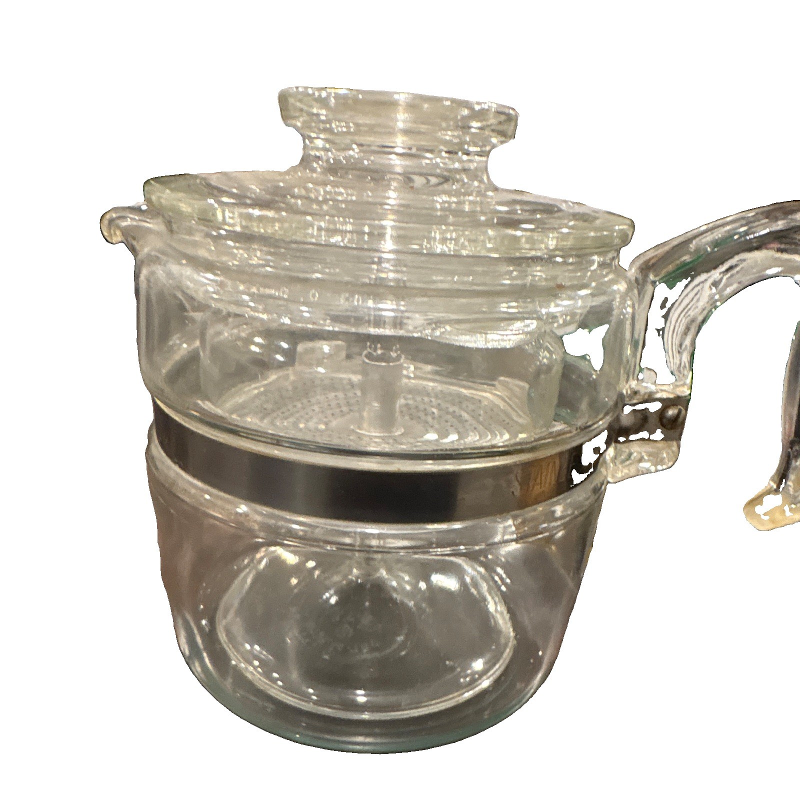 PYREX 7756 6-Cup Clear Glass Tea Pot w/ Stainless Band Lid & Infuser, 3pc