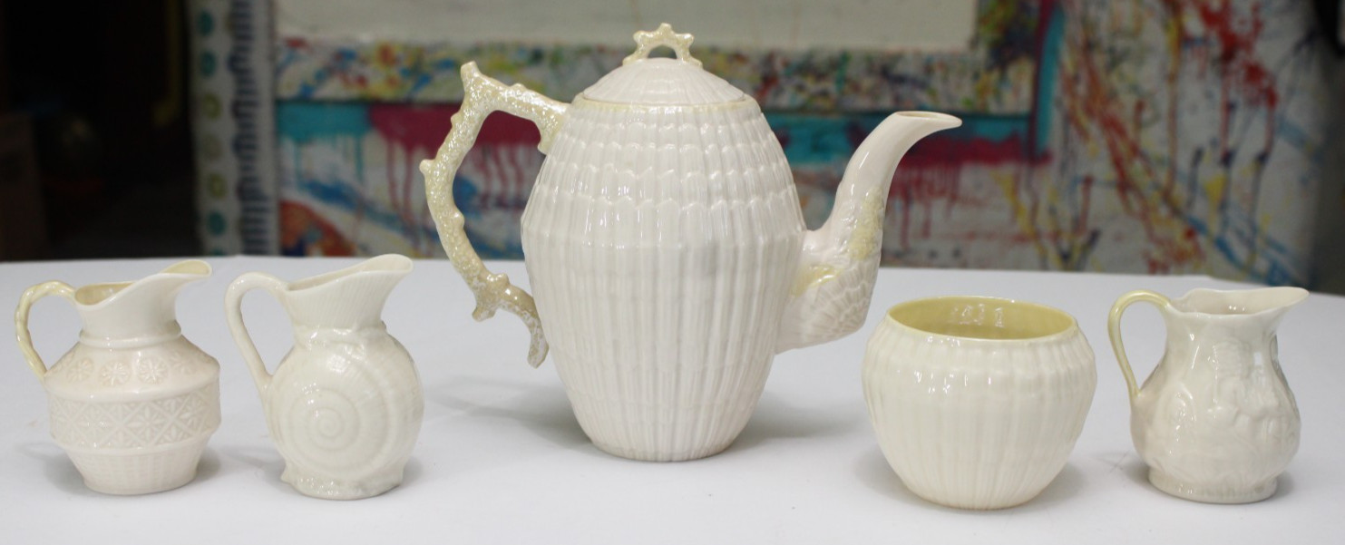 VINTAGE Mix of 19 Belleek Ireland Pottery Pieces 6th Mark (1965-1980) 3rd Green