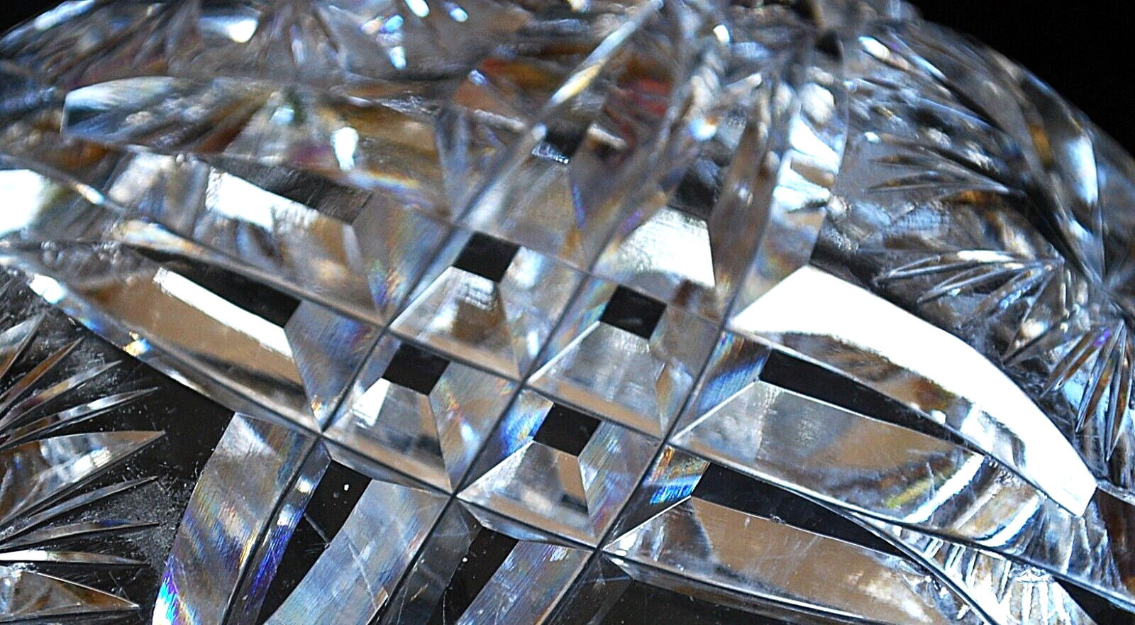 EARLY Antique ABP American Brilliant Period STAR/Xs Hand Cut CRYSTAL BOWL Heavy