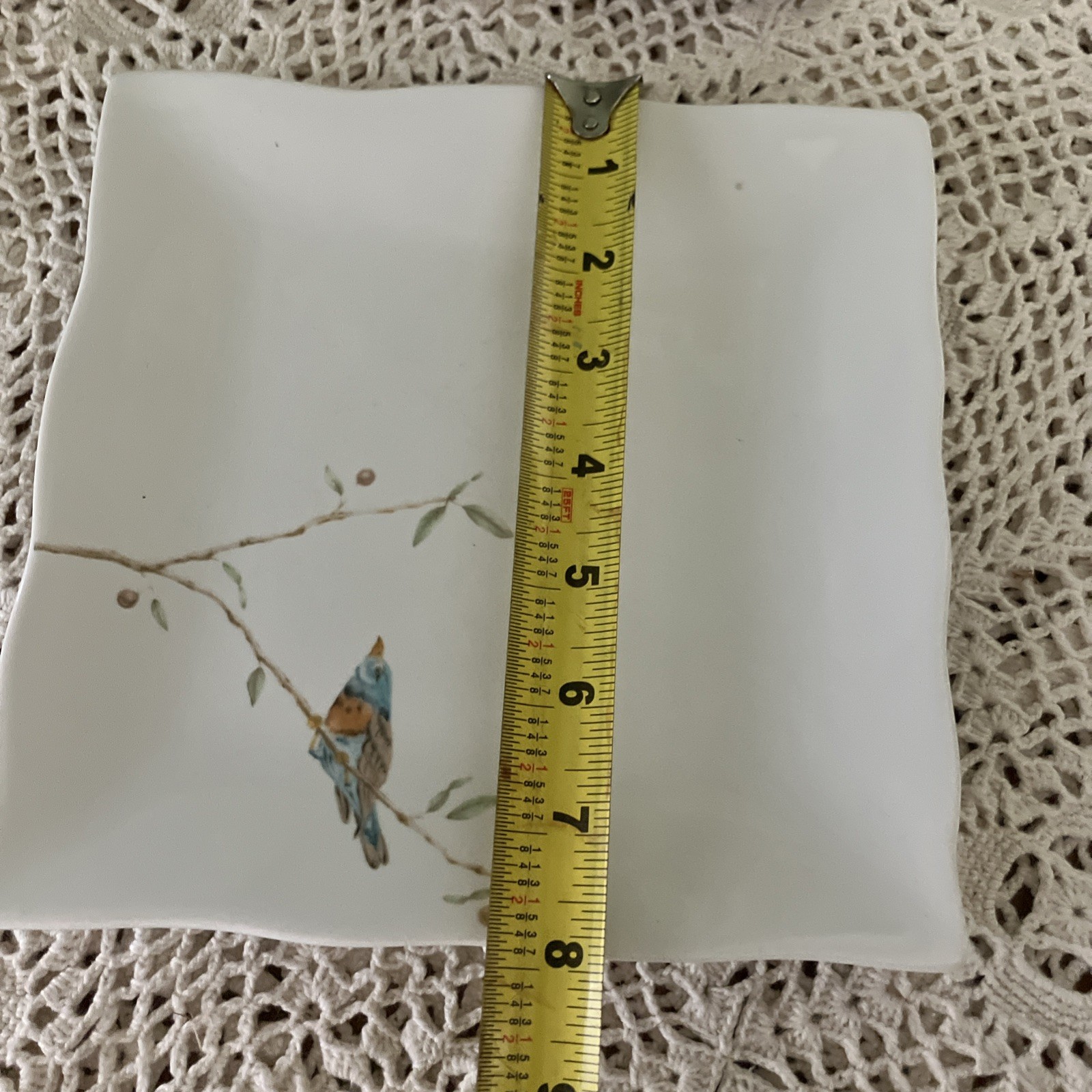 Set Of 2 222 Fifth Fine China “Early Bird” Square Salad/Luncheon Plates EUC