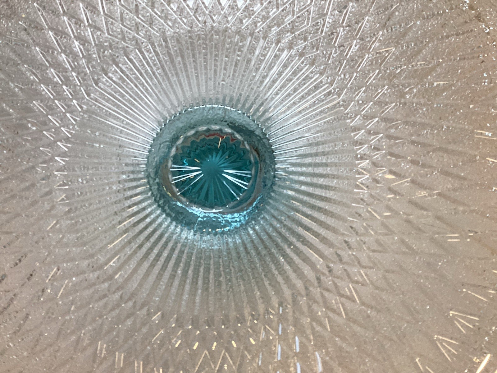 Jeannette Ice Blue Glass Harp Beaded Edge Pedestal Cake Stand 10” **READ**