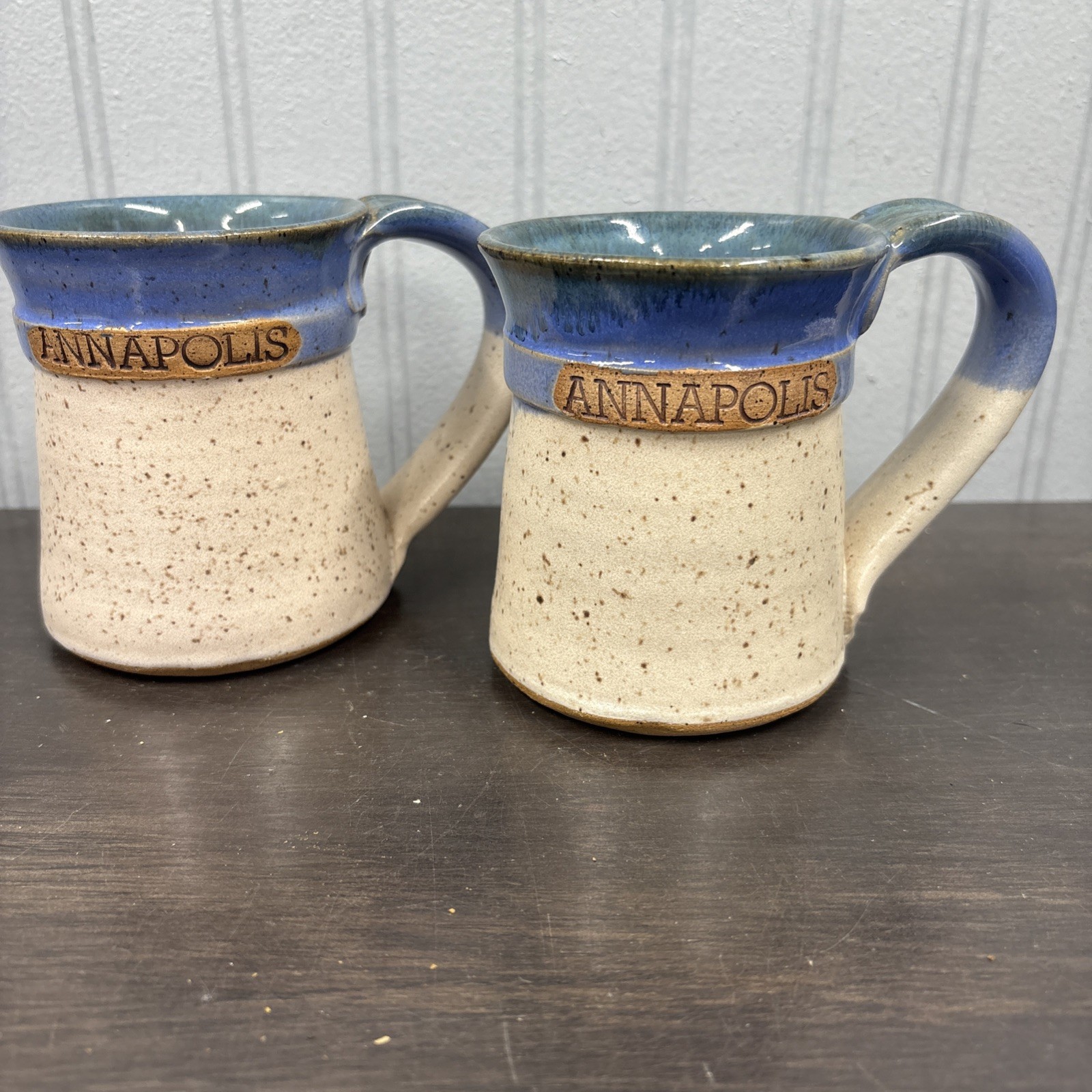 Vintage The Annapolis Pottery 1694 Maryland 15oz Mug Stamped Set Of 2