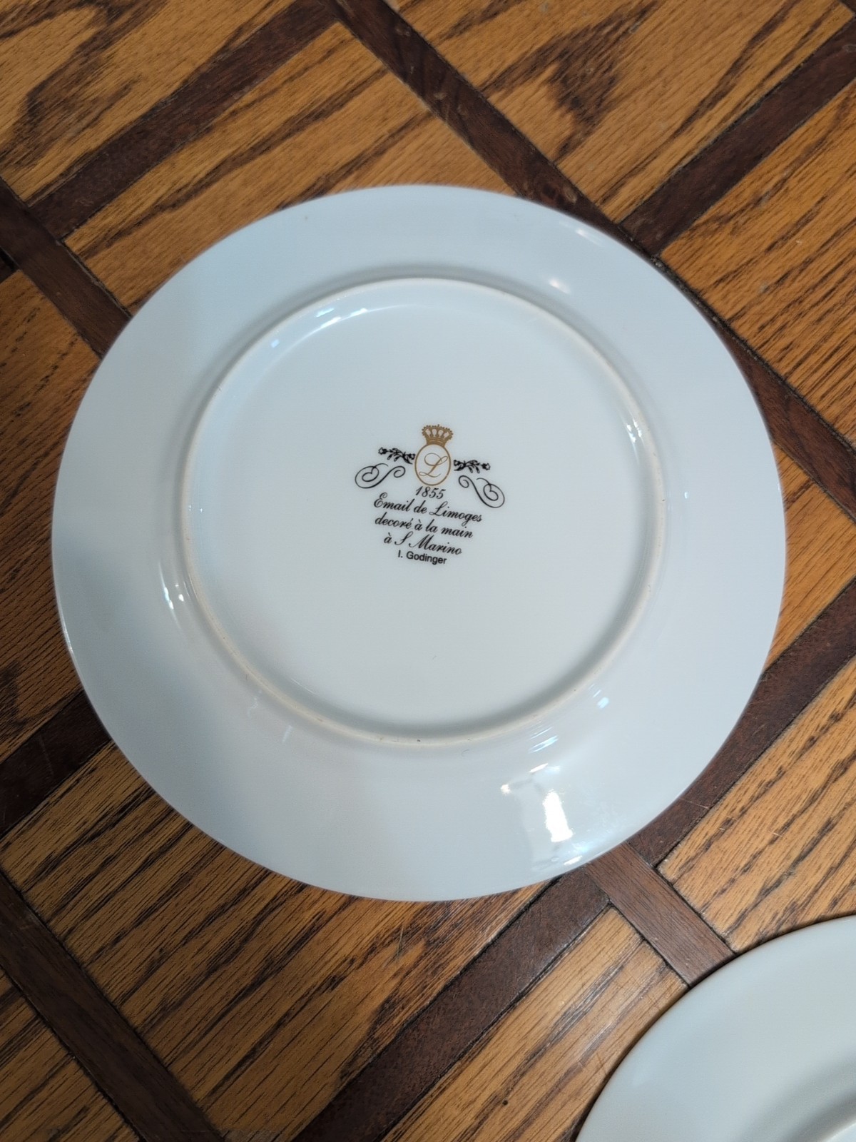Set Of 3 Porcelain Limoges Godinger 1855 7.75” plate Apricot Strawberry