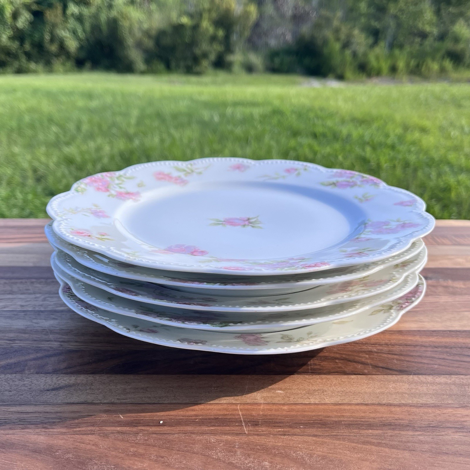 Antique Haviland Limoges Schleiger 39C Luncheon Plates Set 5 Pink Roses 8.5”