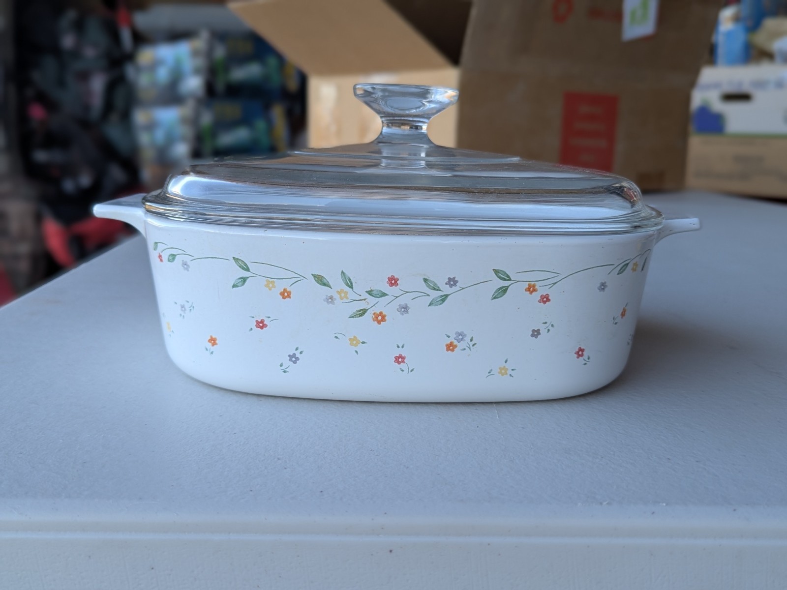 Corning Ware A-2-B 2 Liter English Meadow Casserole Dish w/ Glass Pyrex Lid