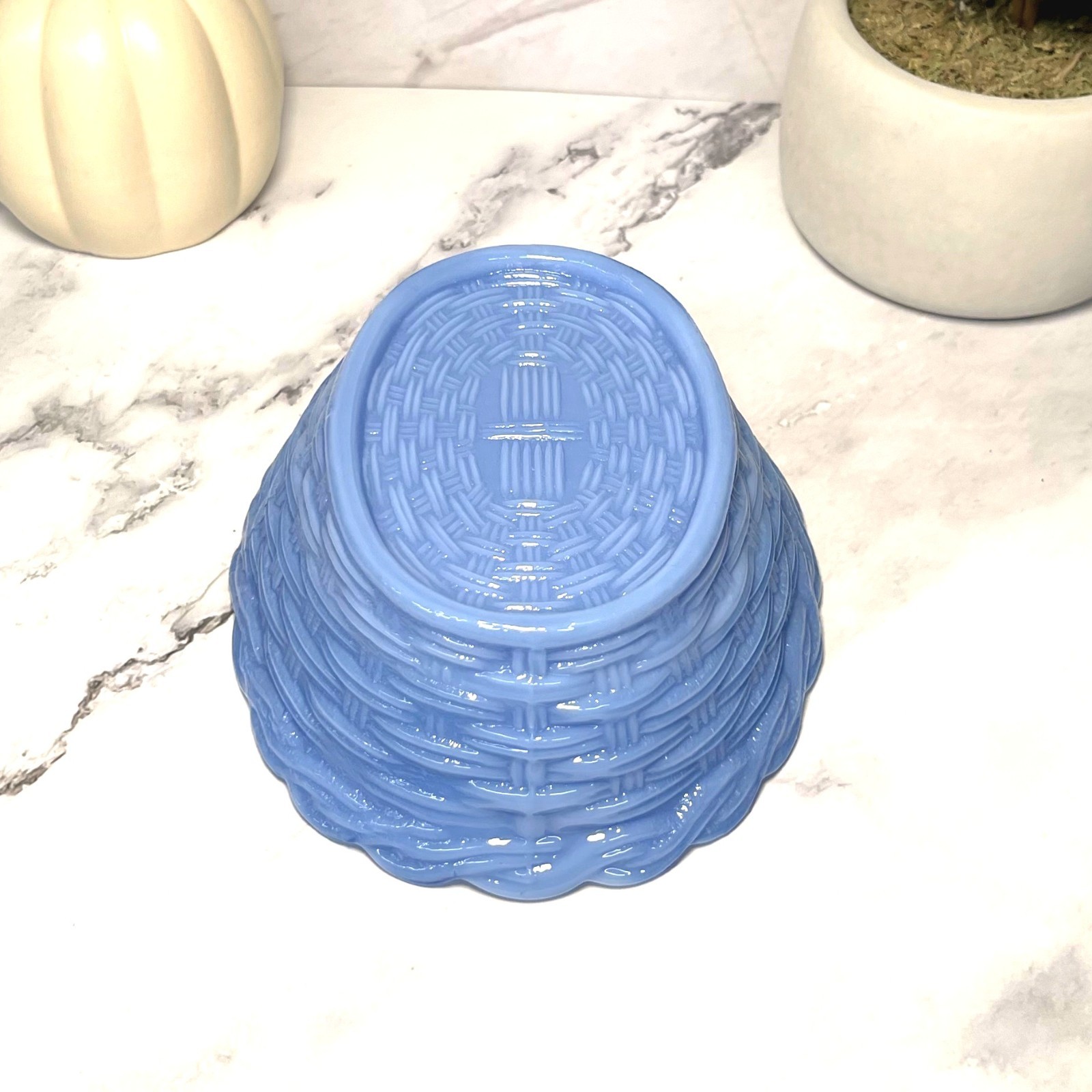 Hen on Nest Chicken Periwinkle Blue Depression Style Glass Candy Dish, VTG Style