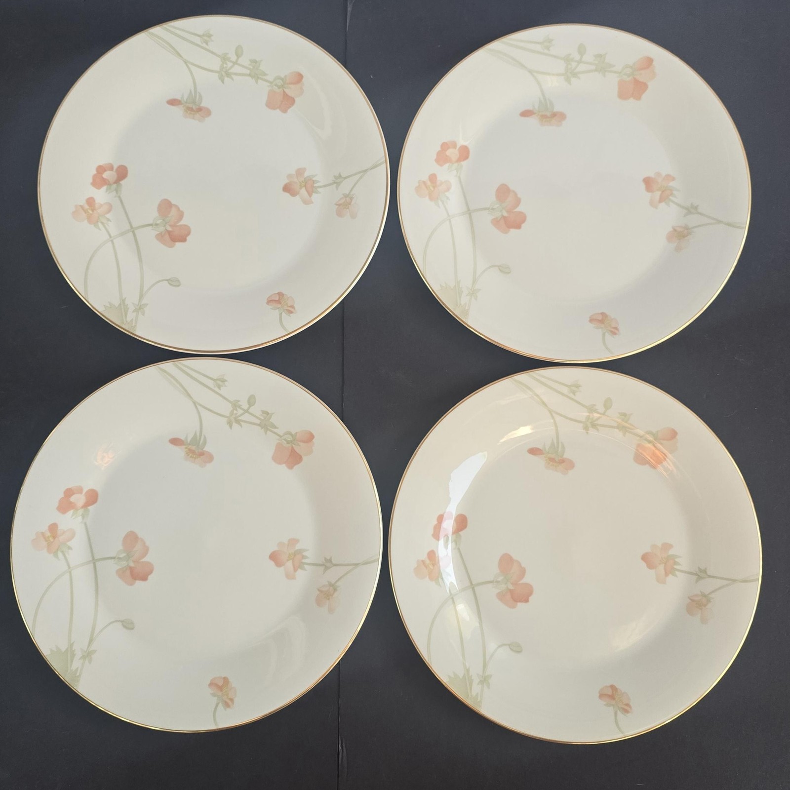 Vintage Royal Doulton Vogue Harmony Dinner Plates Set Of 4 Gold Trim England