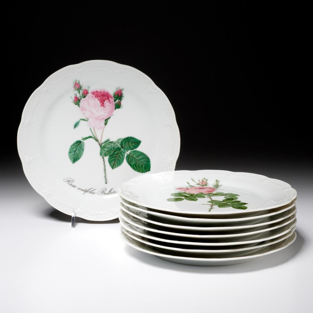 (8) Hutschenreuther Germany Viktoria Botanical Salad Plates Pink Flowers 7.75″ A