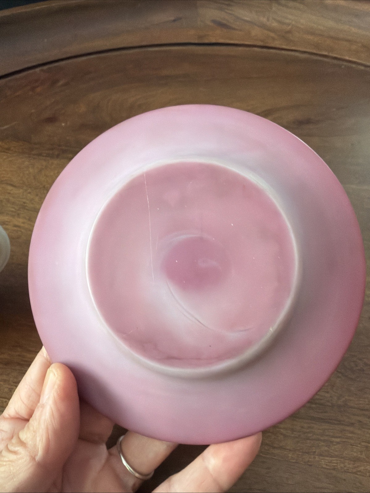 Vintage PINK PAIRPOINT Peach Blow Glass Cup & Saucer Matte Satin Made USA READ