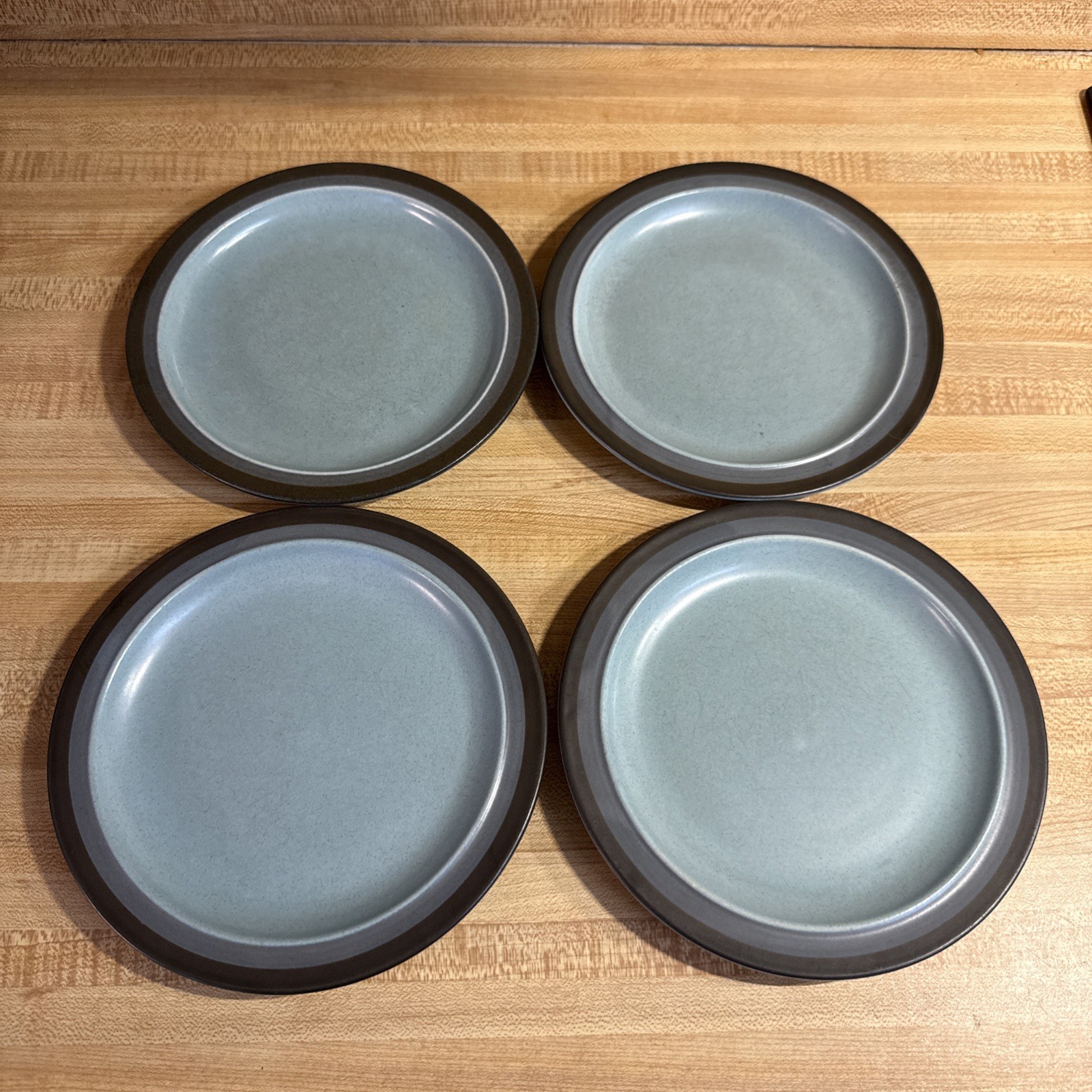 Set of 4 Arrow Stone Navajo Blue Stoneware Salad Dessert Plates 7.25”