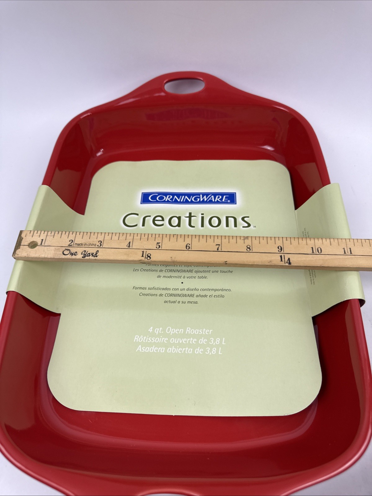 CorningWare Creations Stoneware Ruby Red Baking Casserole Dish 4QT 14X11”HEAVY