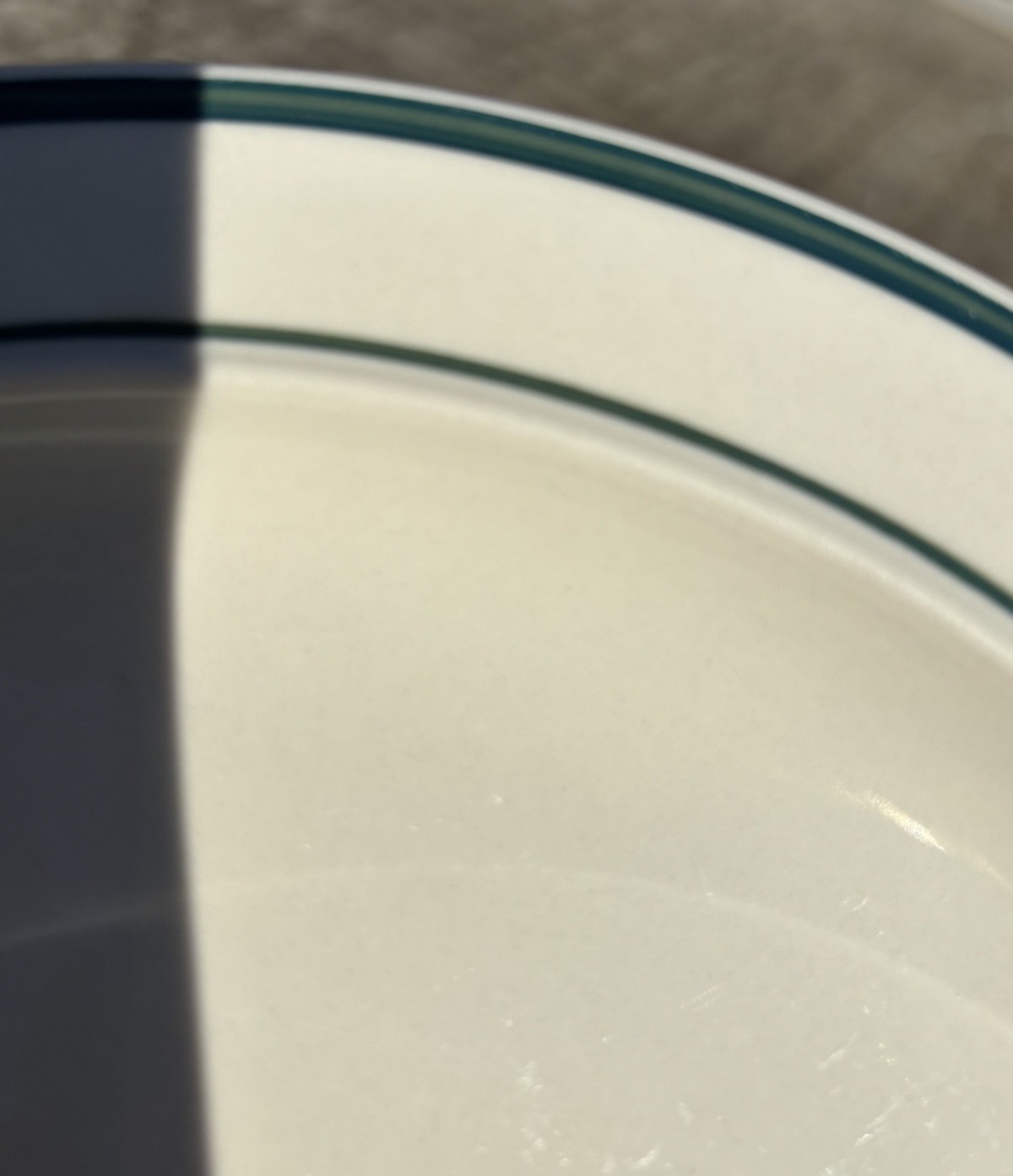 Made in China Stoneware Dark 2 Green Bands 10 1/8th” Dinner Plate(s) VGUC
