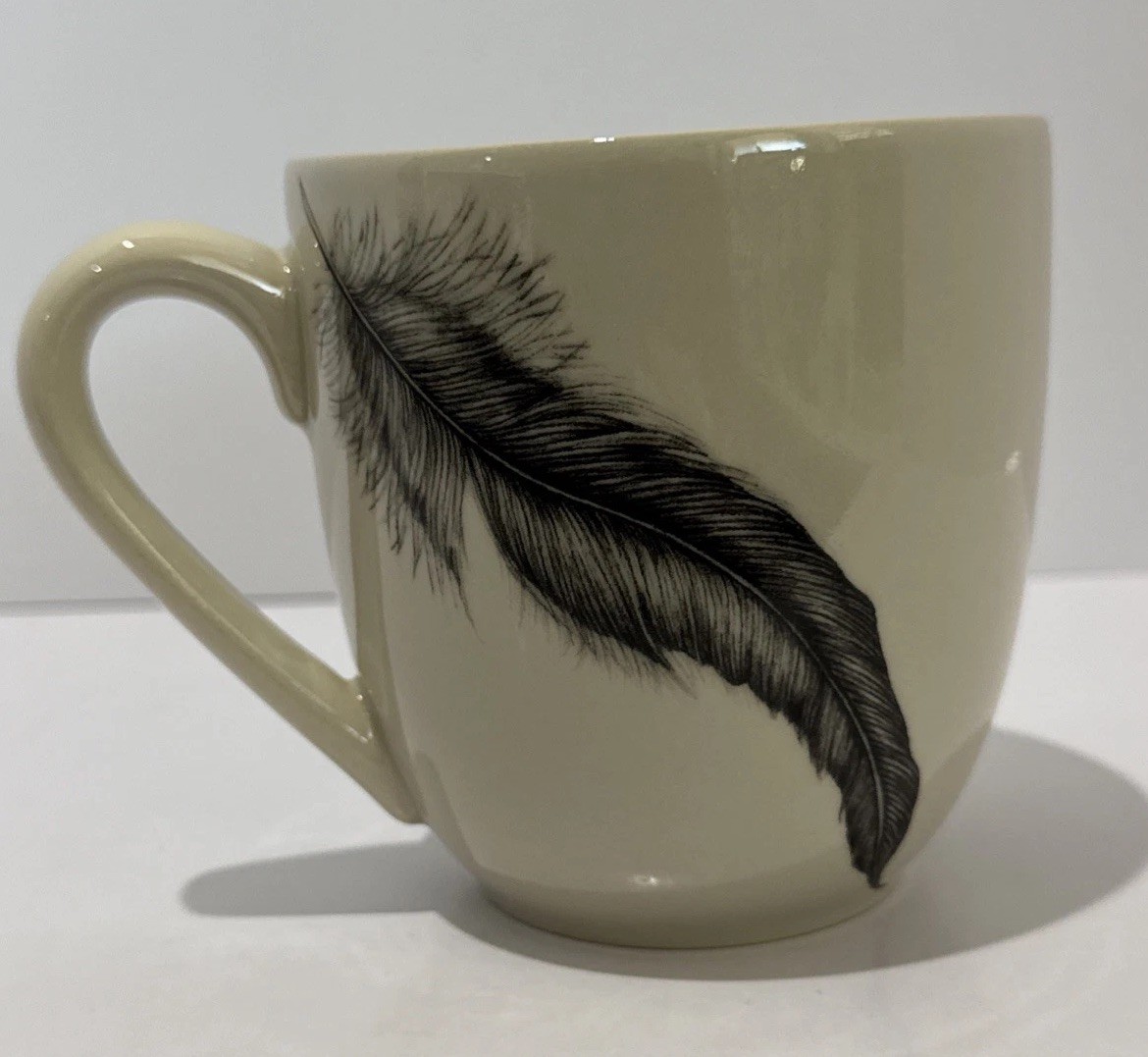 Laura Zindel Quail Feather Stoneware Coffee Mug 16 oz Nature Bird Wildlife