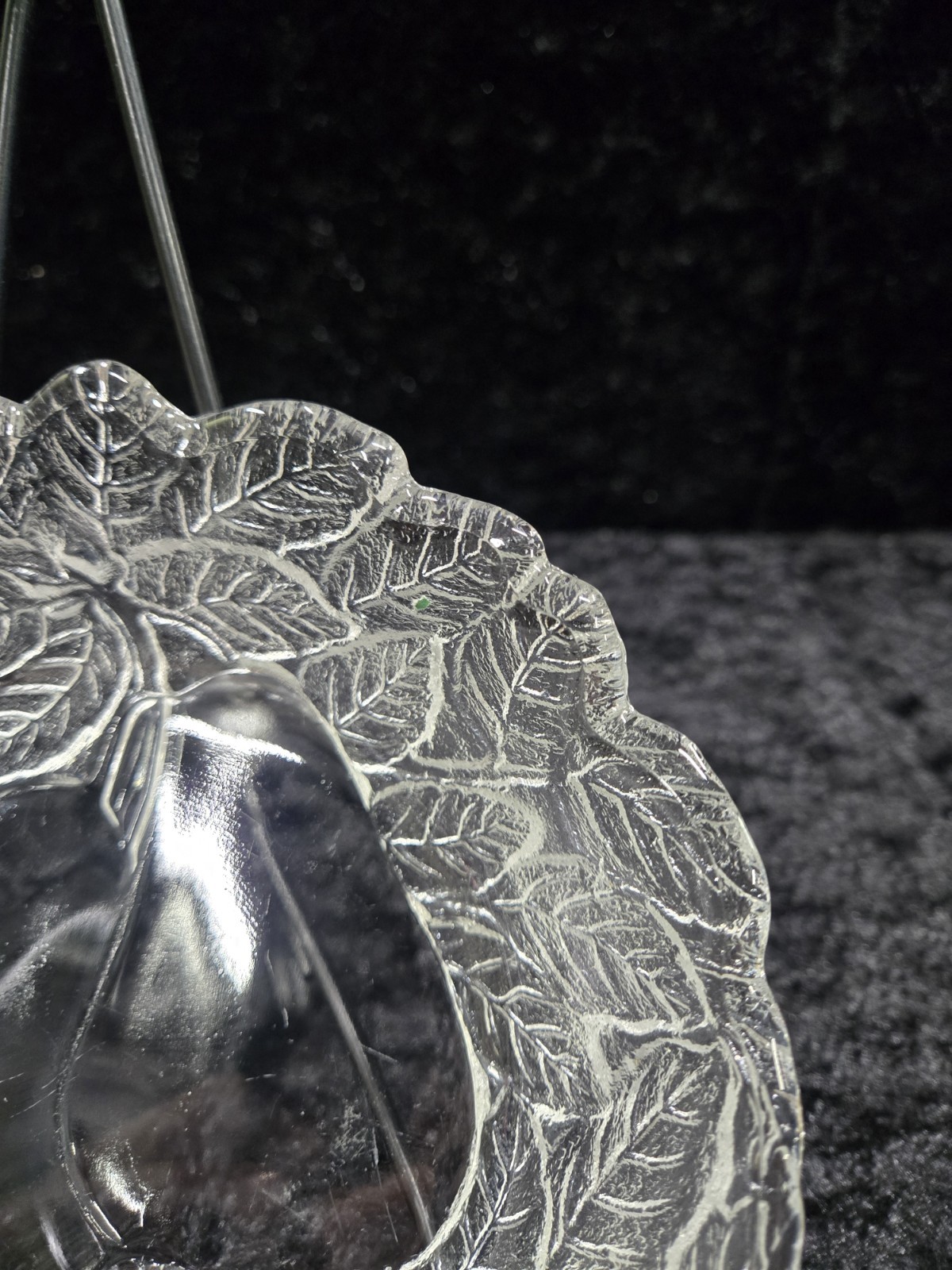Vintage Glass Embossed Pears and Leaves Pattern Fruit Bowl
