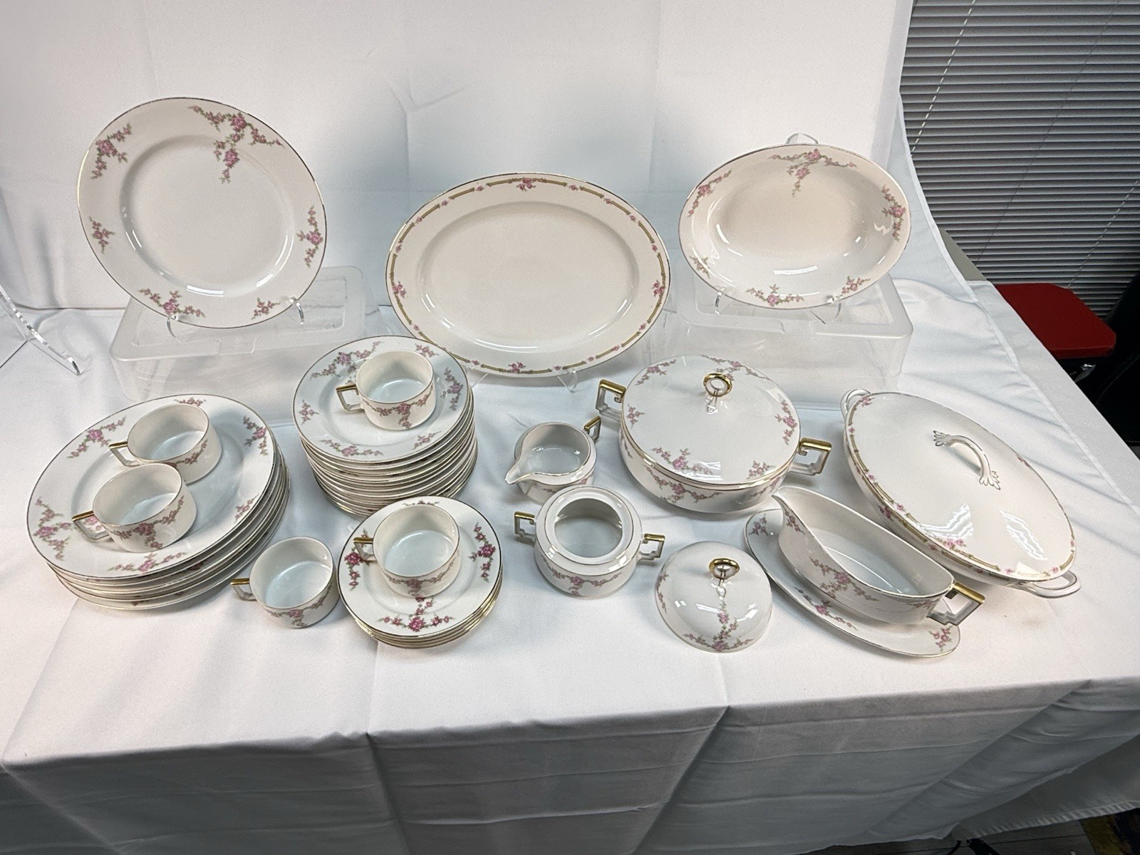 Vintage Heinrich & Co Rosalinda Bavaria China Set – 44pc Pink Rose Gold Trim