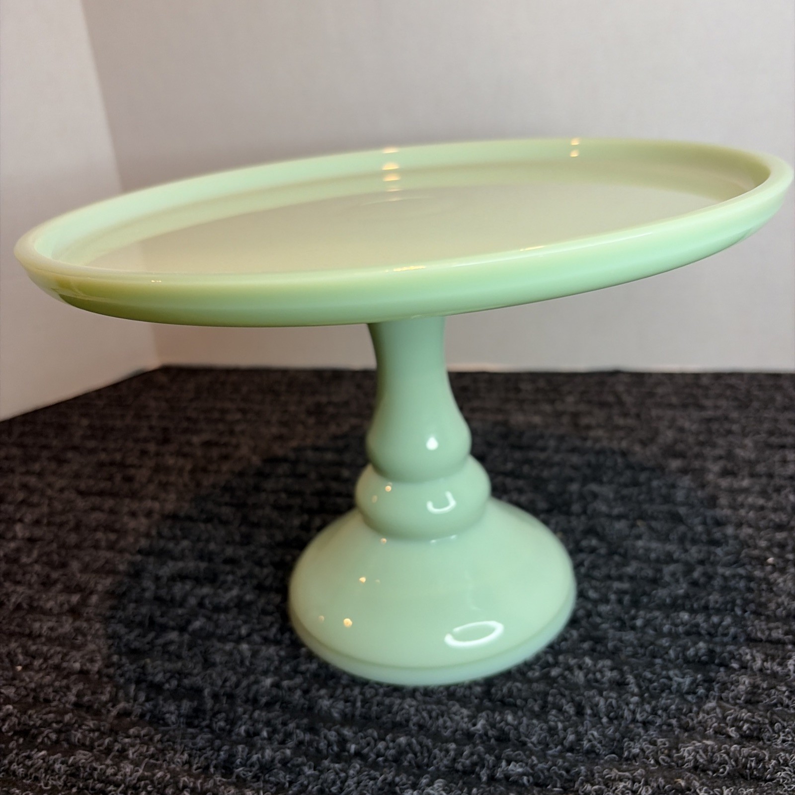 Jadeite Cake Stand Plate Jadeite Green Glass – Mosser USA 10 1/4” Wide 7” Tall