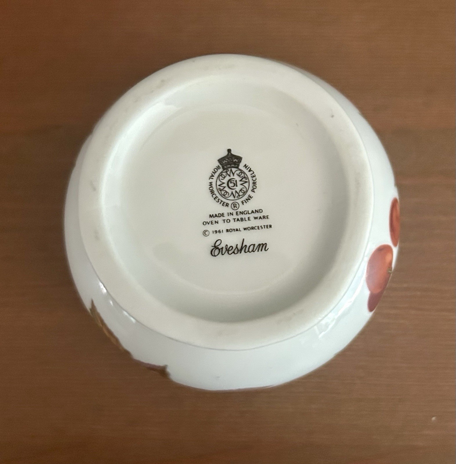 Royal Worcester Evesham Gold Pestle Bowl Porcelain Cherry Peach Blackberry 3.5″