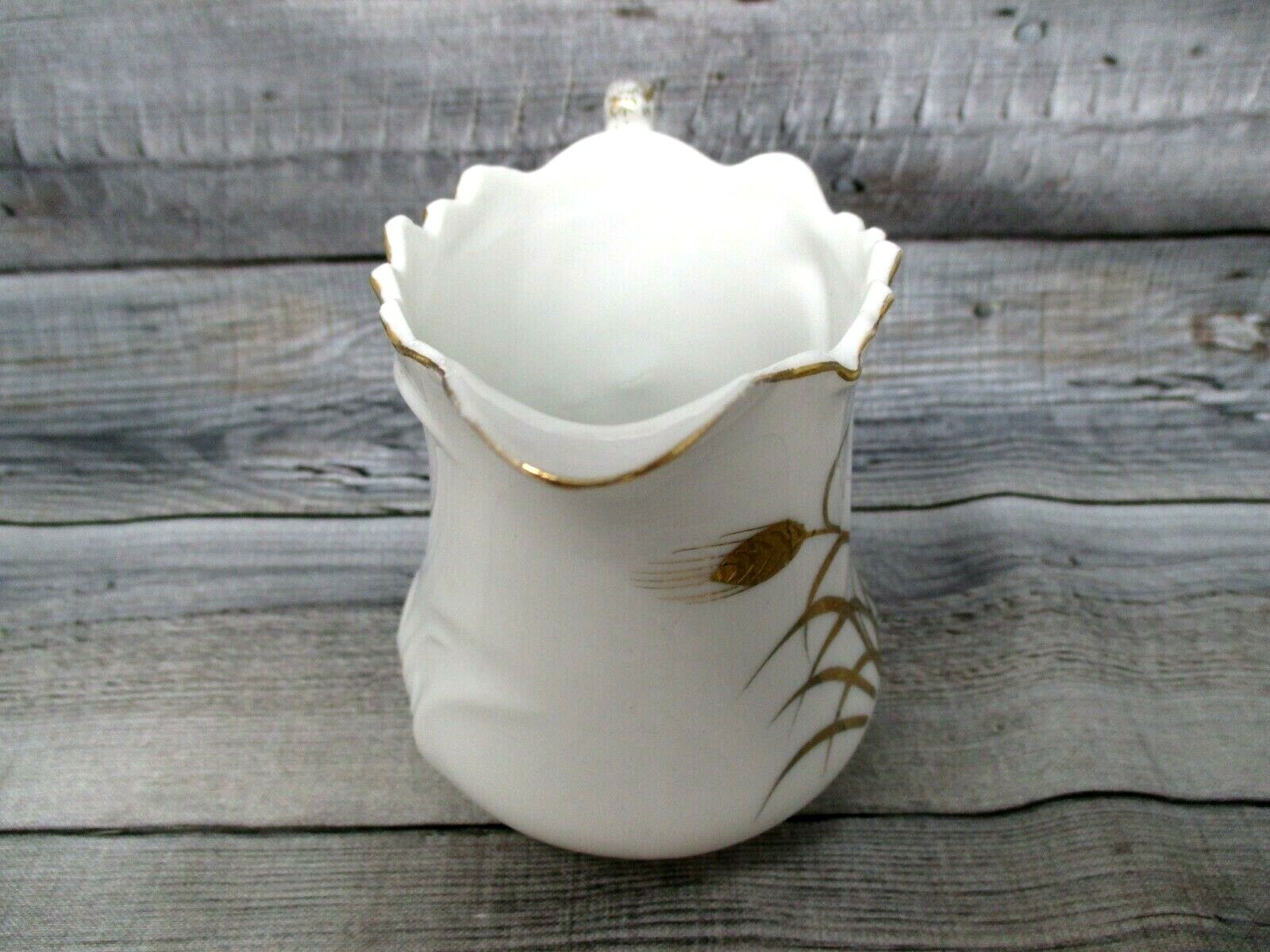 Lefton China Creamer Pitcher Small 3.5in Golden Wheat Farmhouse Country *crack