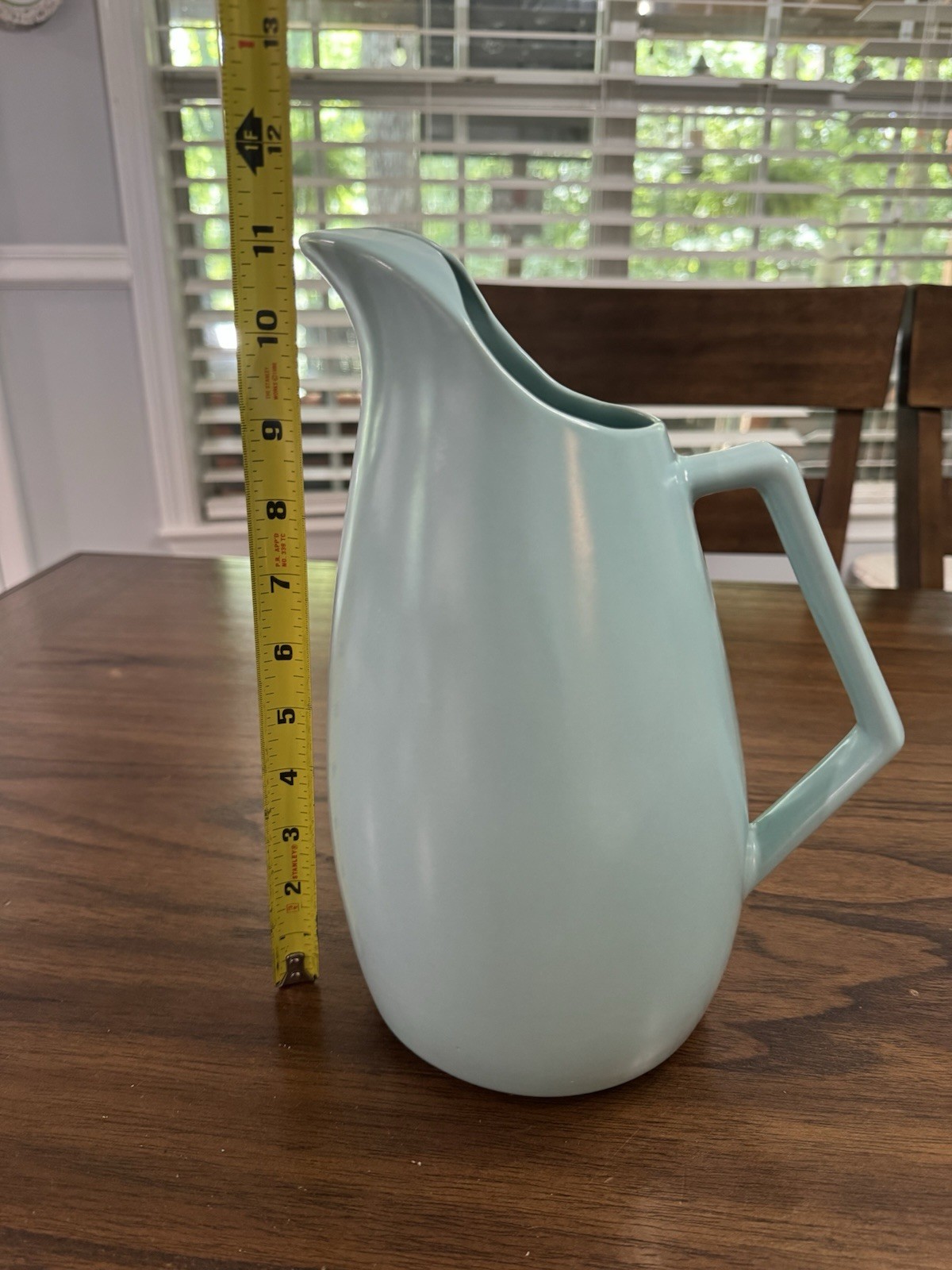 VTG La Solana Pottery Ceramic Water Pitcher Aqua Color MCM