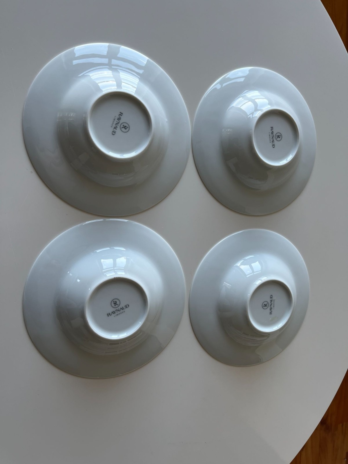 Set of 4 Raynaud Limoges Menton Collection White Rim Plate Deep Soup Pasta NEW