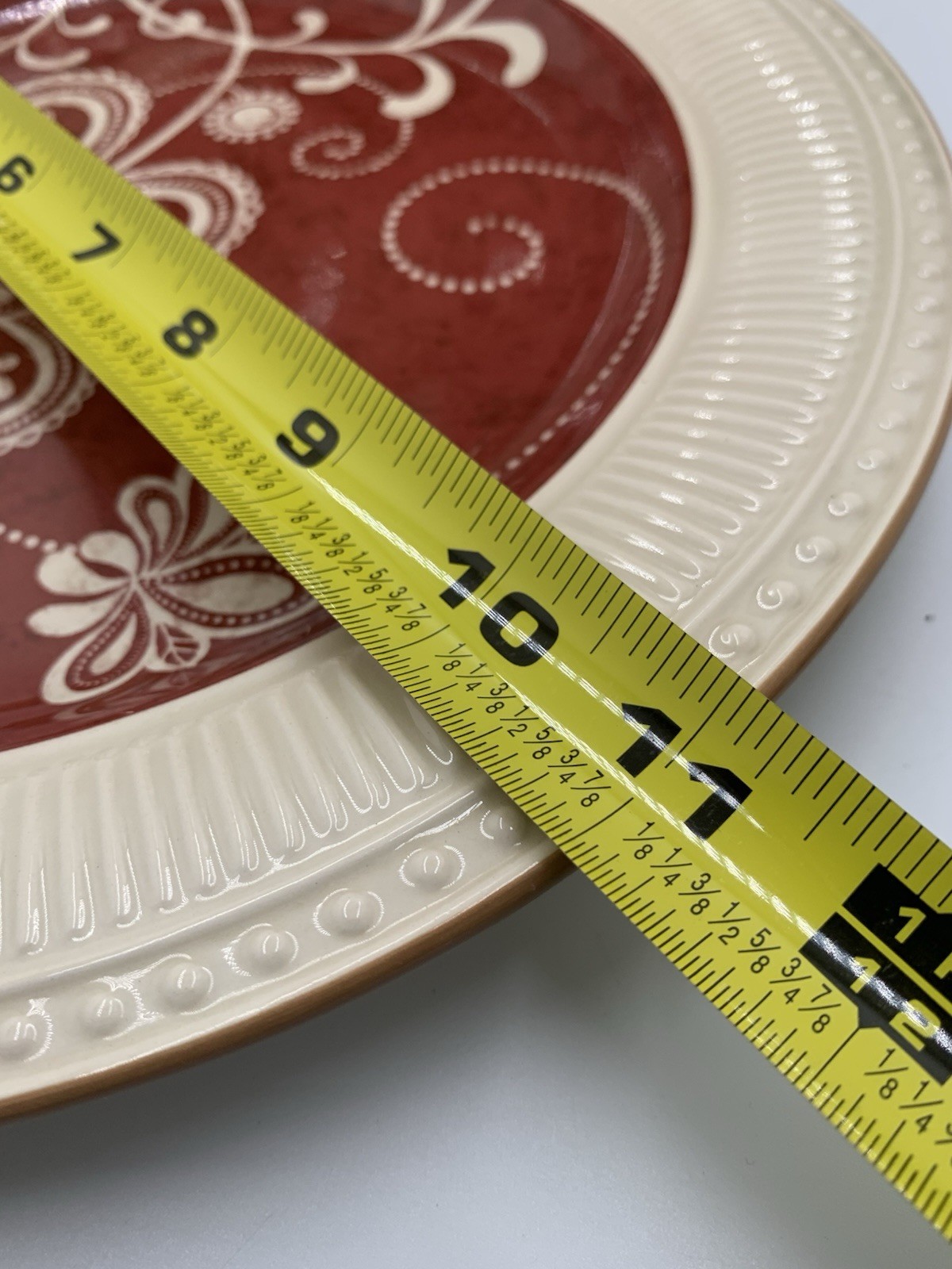 Pier 1 Maribeth Set of 2 Red Floral Cream Rim Dinner Ironstone Plates 11″
