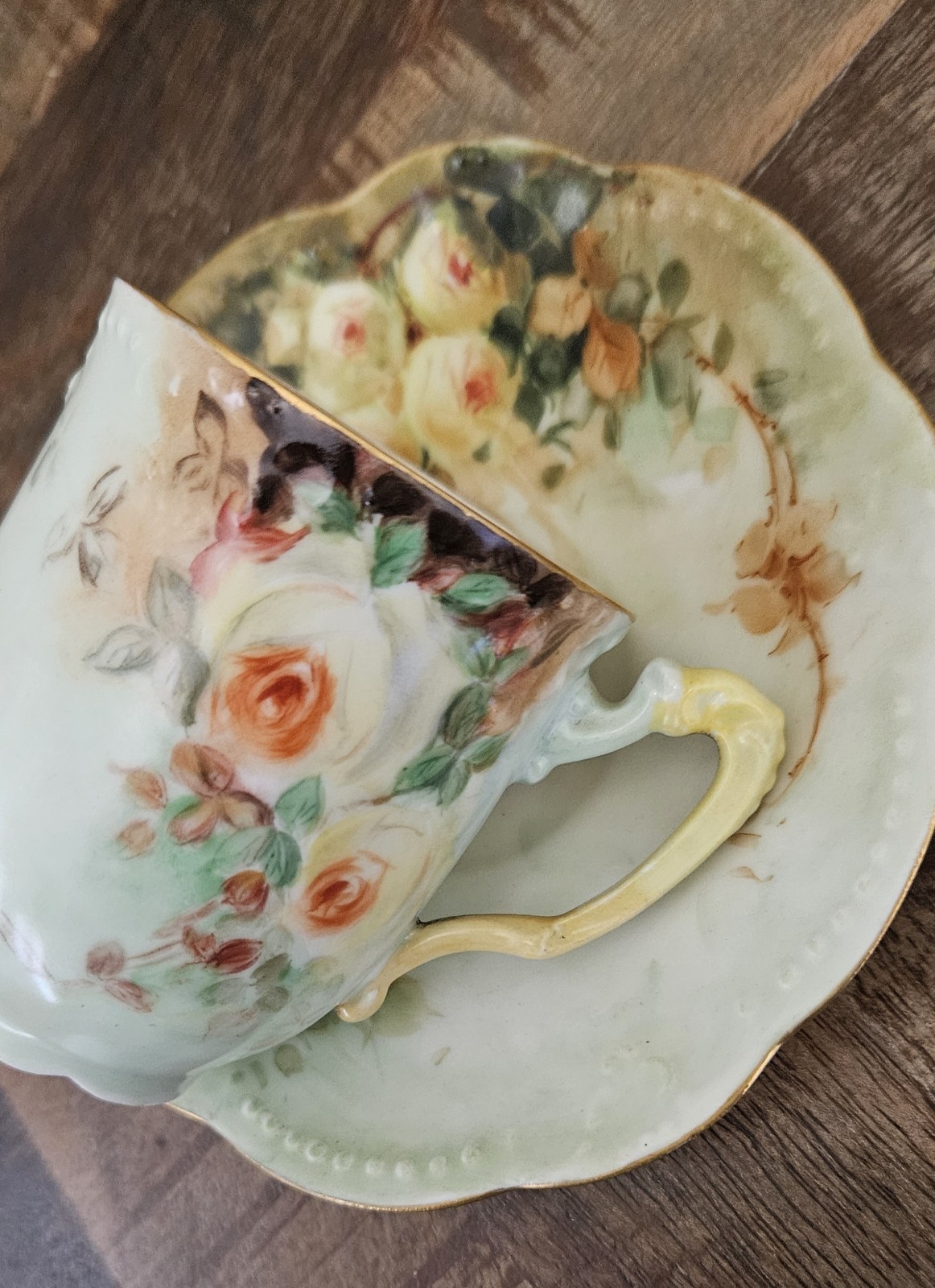 Vintage AKD France Floral Cup & Saucer Set of 5 (10 Pieces)