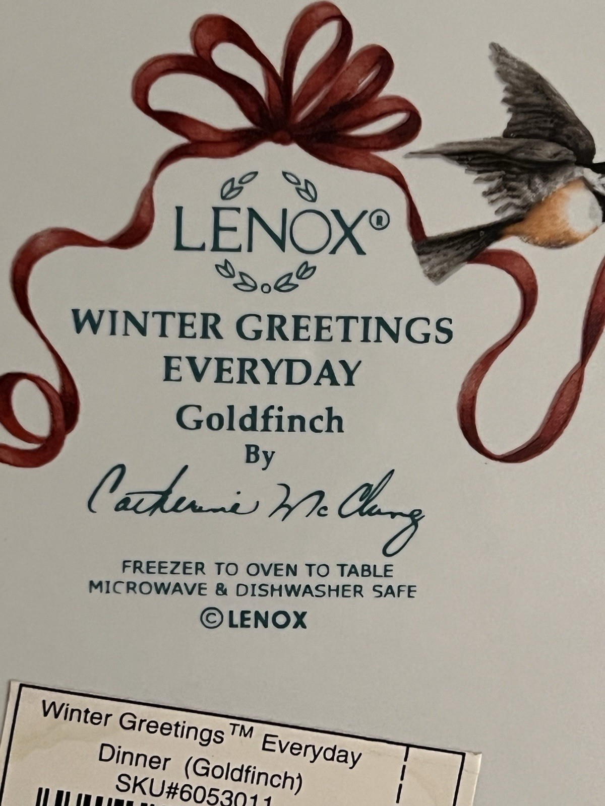 Lenox WINTER GREETINGS EVERYDAY Cardinal Dinner Plates Set Of 4 BOX MINT Sticker